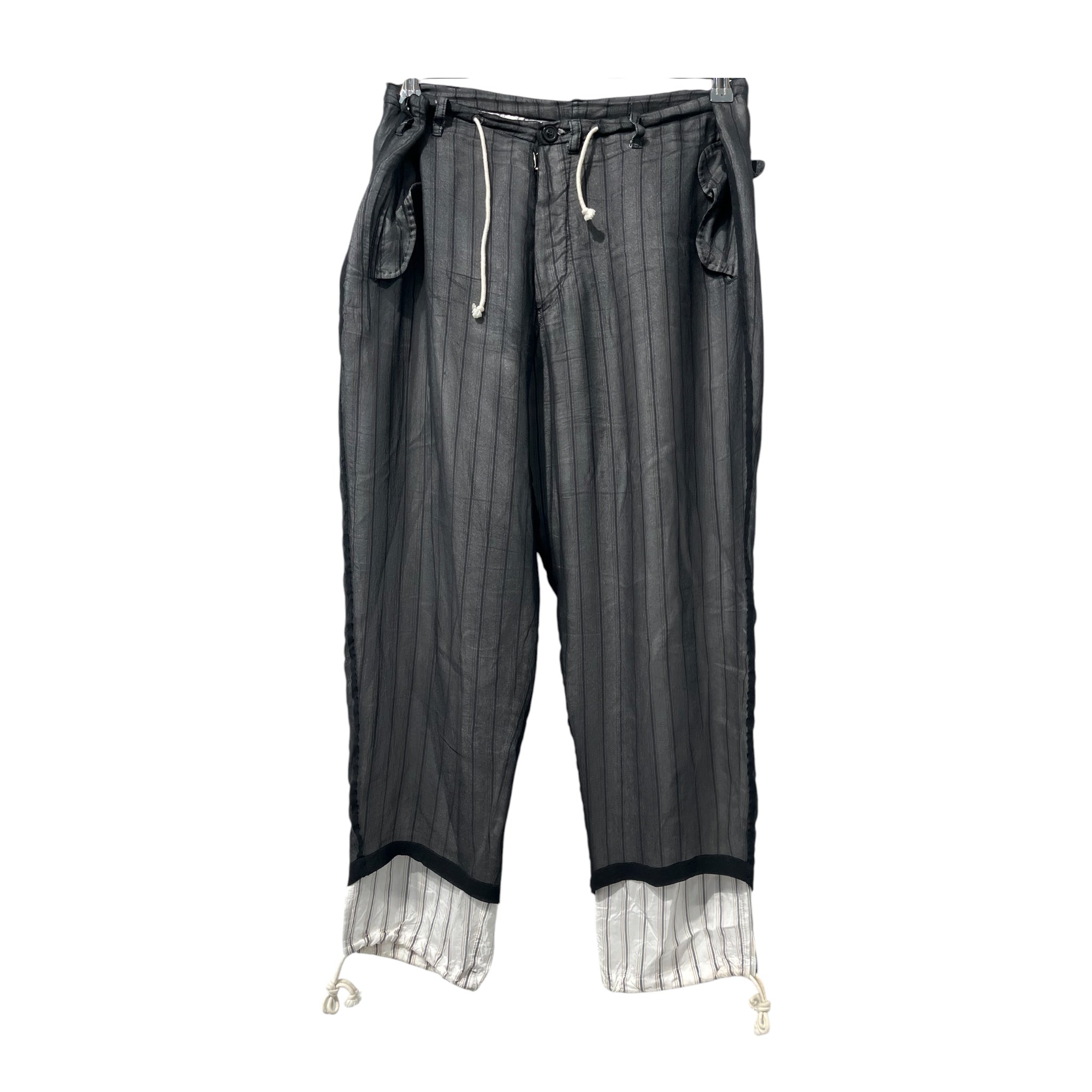 Maison Margiela/Pants/44/BLK/Stripe/STRIPED SILK DRAWSTRING PANTS view 1