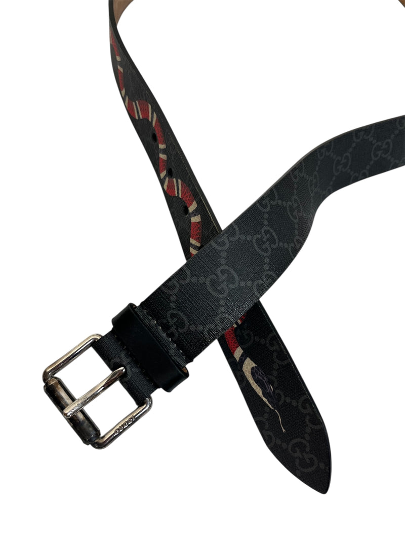 GUCCI/Belt/Monogram/Leather/BLK/Supreme Kingsnake Belt