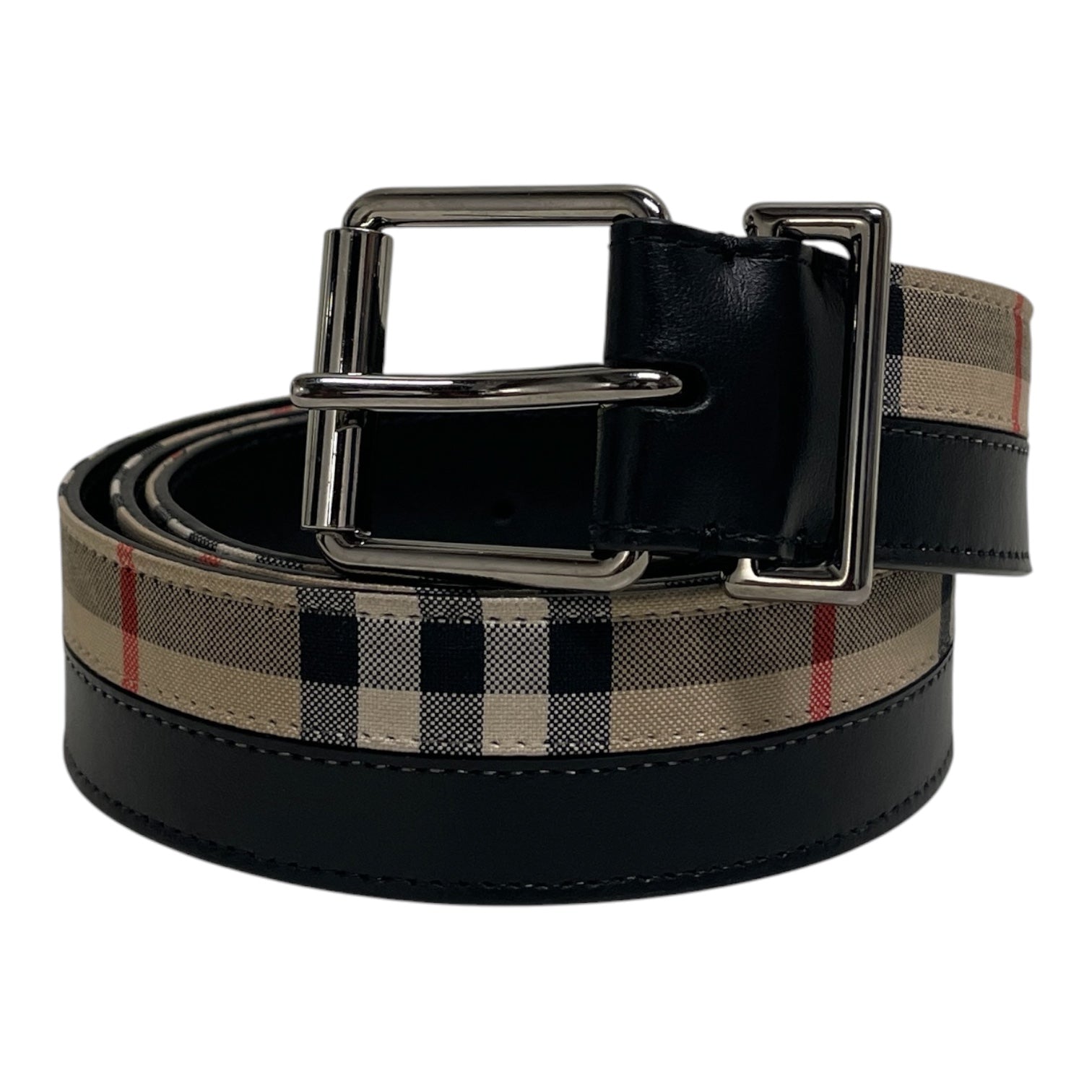 BURBERRY/Belt/BLK/M's/WHT LETTERING/ SPLIT BLK/BEG view 1