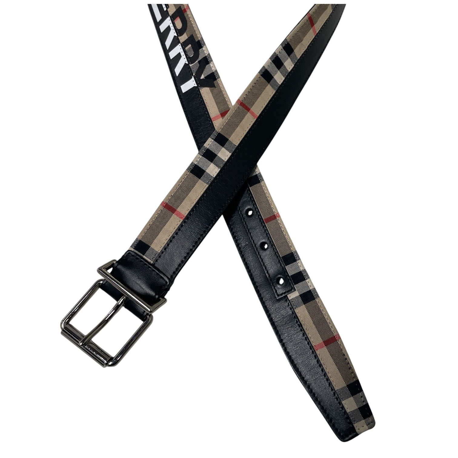 BURBERRY/Belt/BLK/M's/WHT LETTERING/ SPLIT BLK/BEG view 2