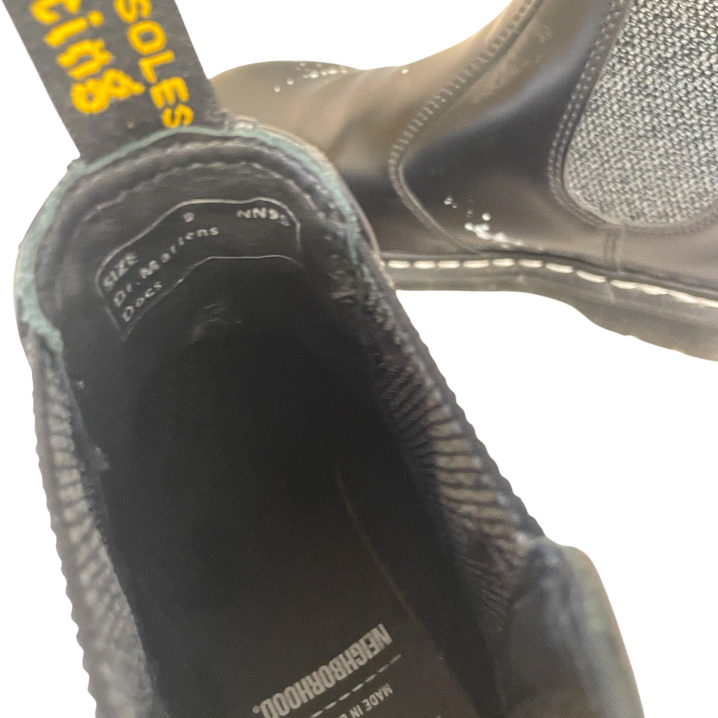 Dr.Martens/NEIGHBORHOOD/Chelsea Boots/US 9/All Over Print/Leather/BLK/Paint Splatter Boot view 5