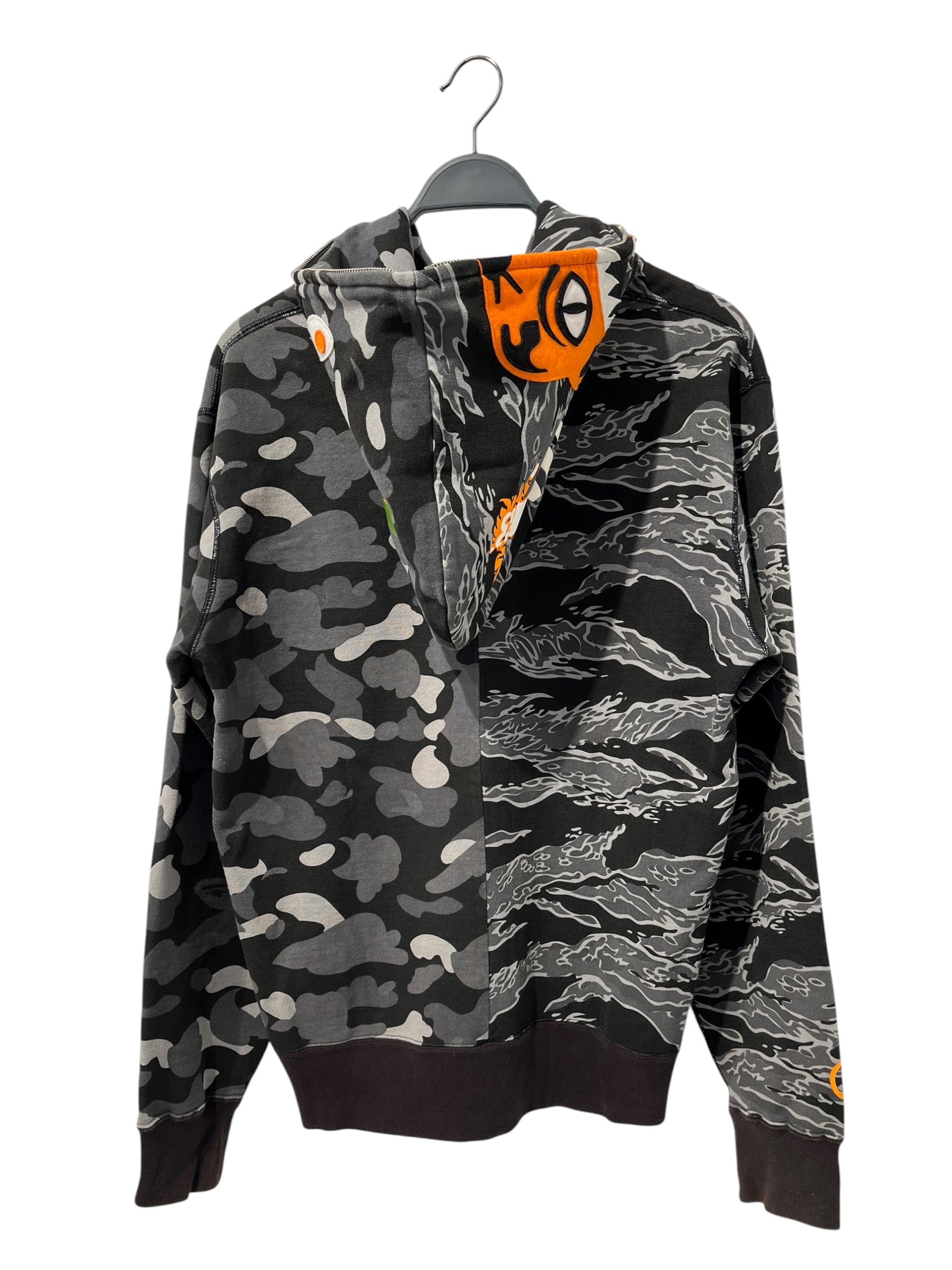 A BATHING APE/UNDEFEATED/Hoodie/XL/Camouflage/Cotton/GRY/full zip velcro patches view 2
