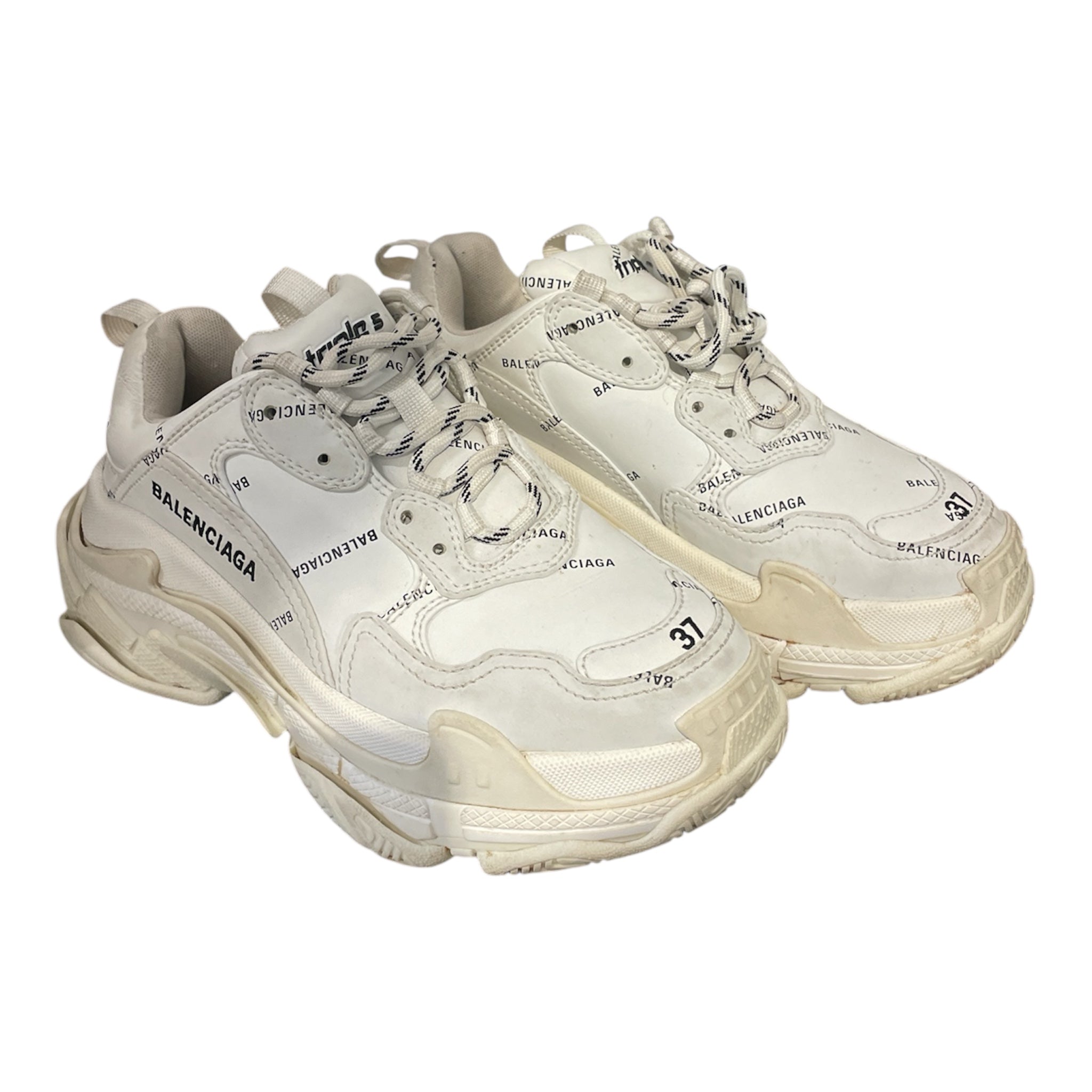 BALENCIAGA/Low-Sneakers/US 7/Leather/WHT/all over print view 1