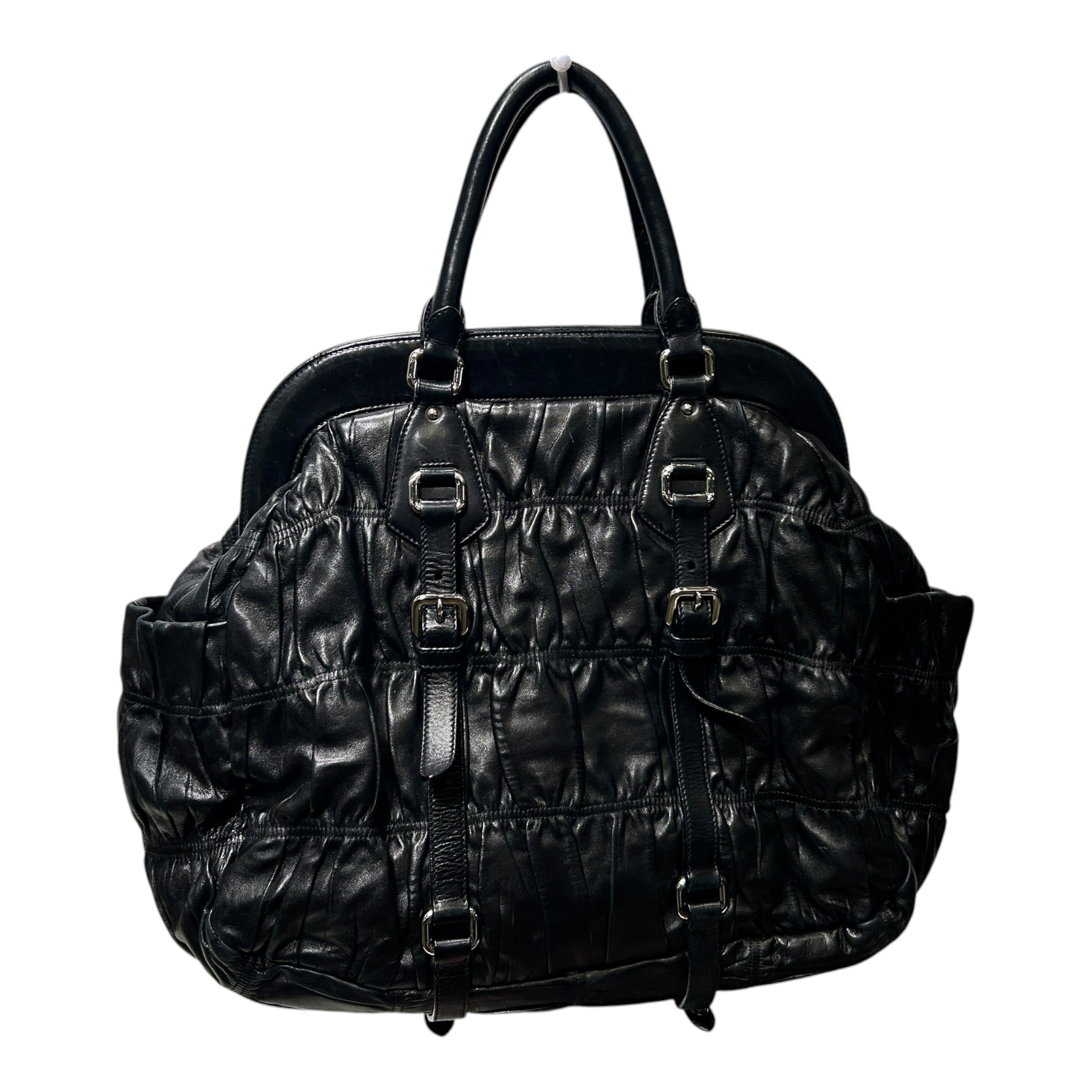 PRADA/Hand Bag/Leather/BLK/gauffre napa view 1