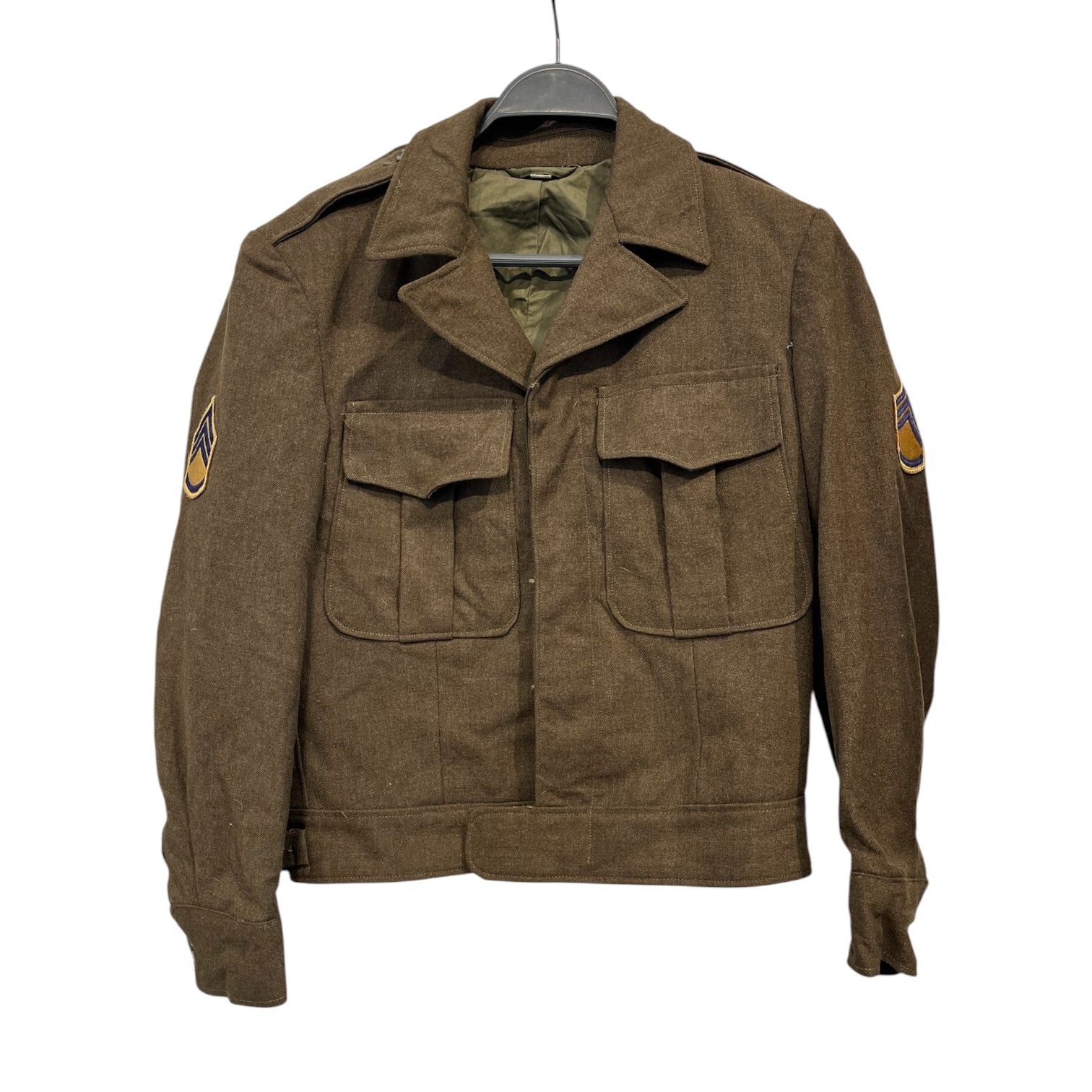 MILITARY/Military Jkt/34/Cotton/GRN/34r WW2 ike jacket side patch view 1