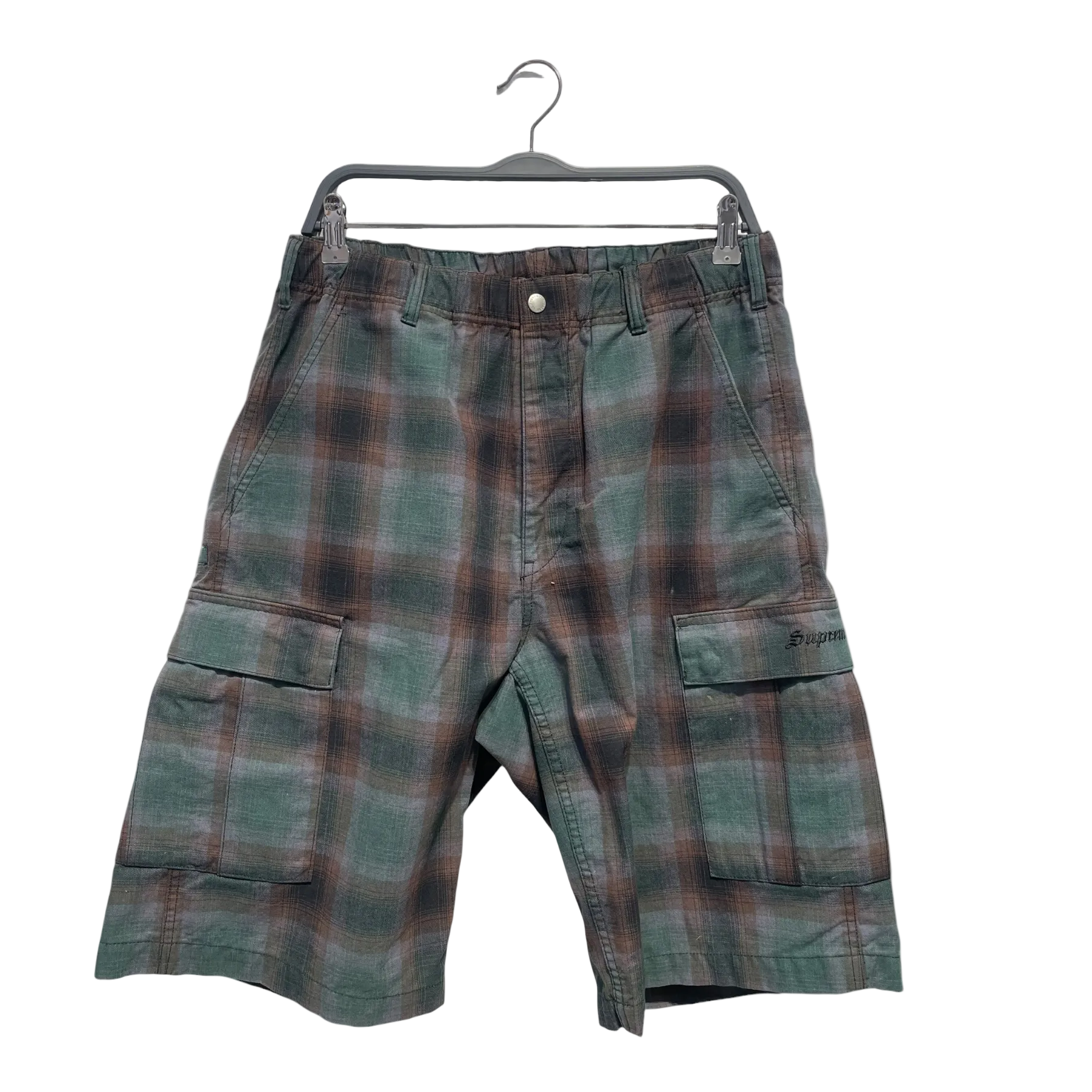 Supreme/Shorts/M/Cotton/GRN/Hombre Check/CARGO SHORTS view 1