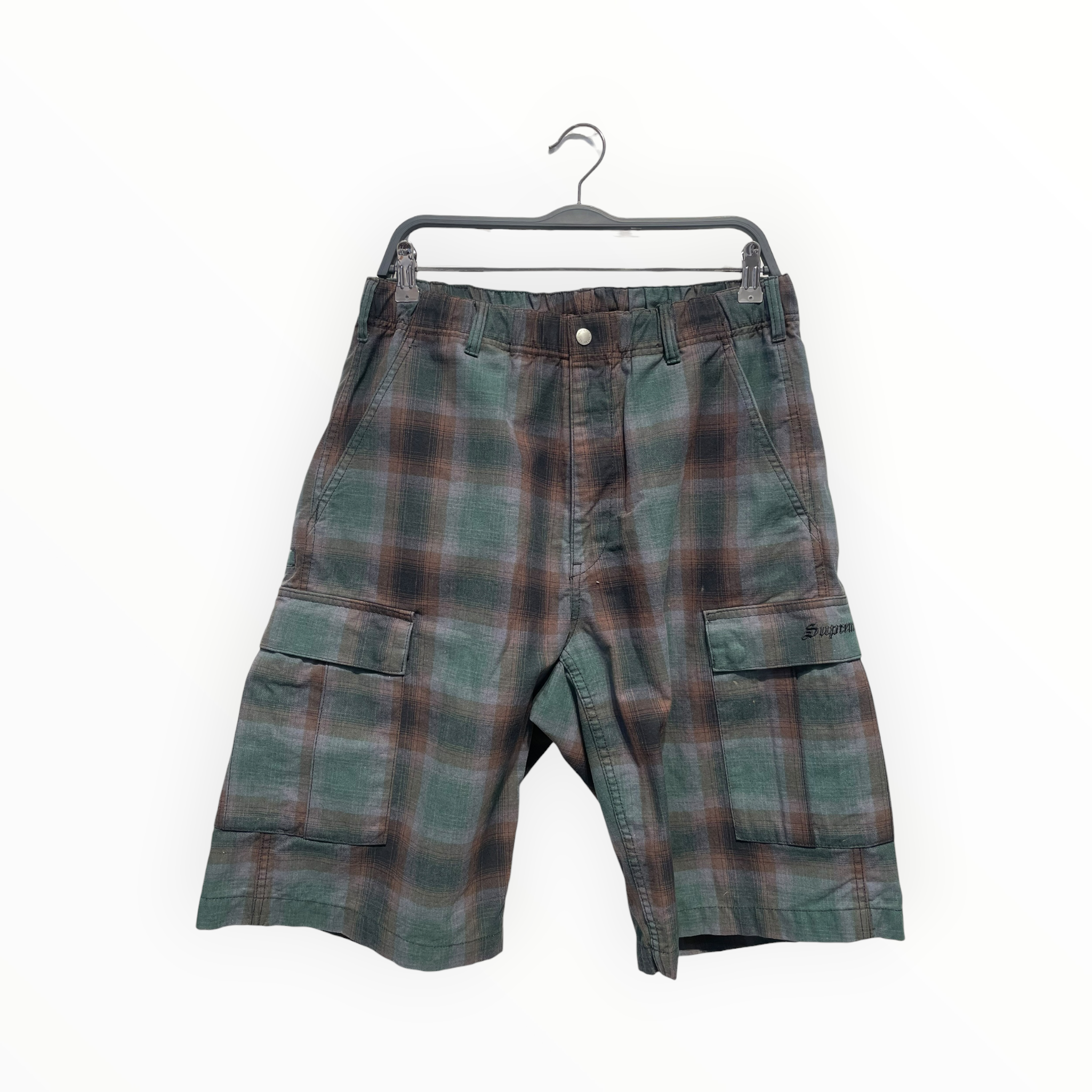 Supreme/Shorts/M/Cotton/GRN/Hombre Check/CARGO SHORTS view 1