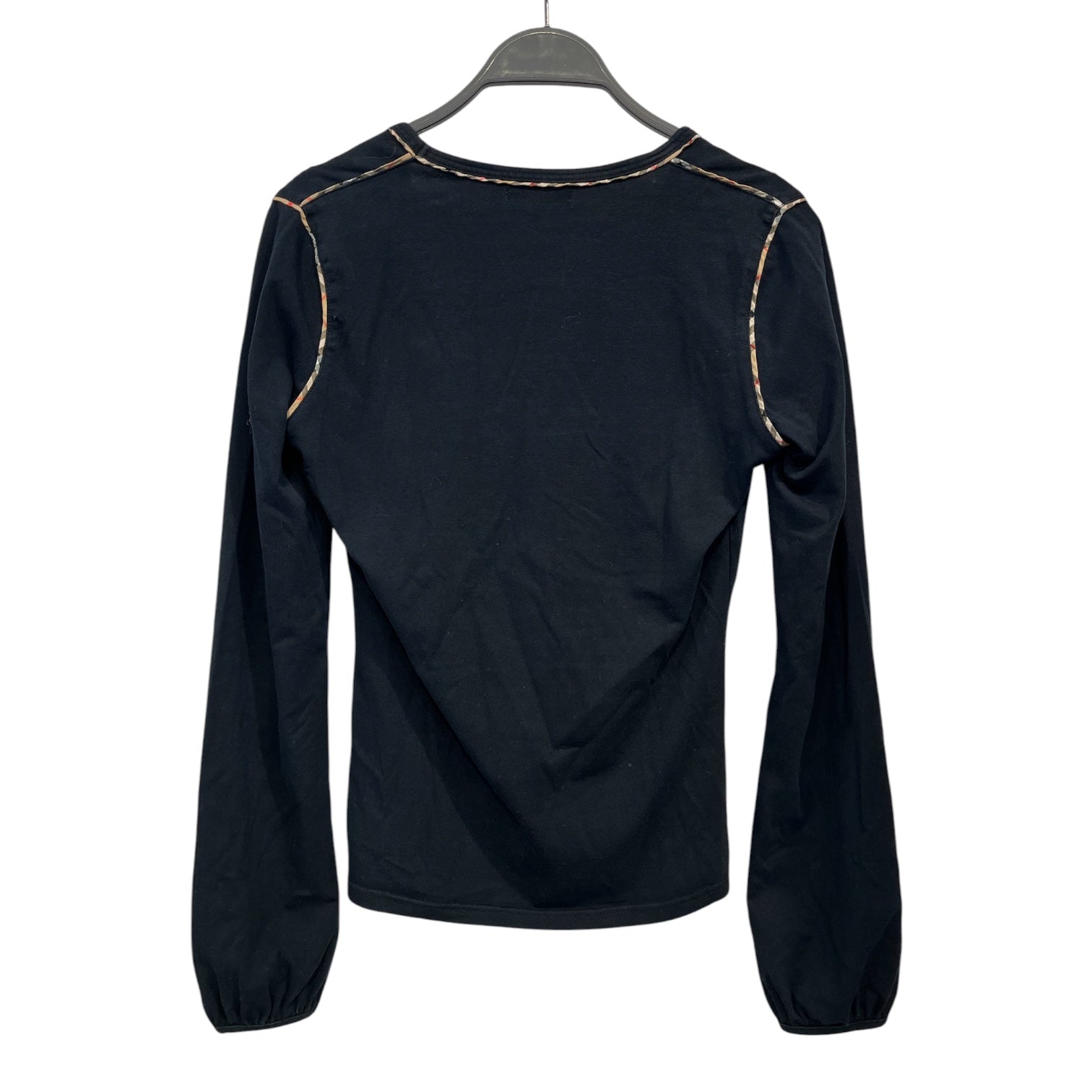 BURBERRY LONDON/LS T-Shirt/S/Cotton/BLK/checkered trim / poland view 2