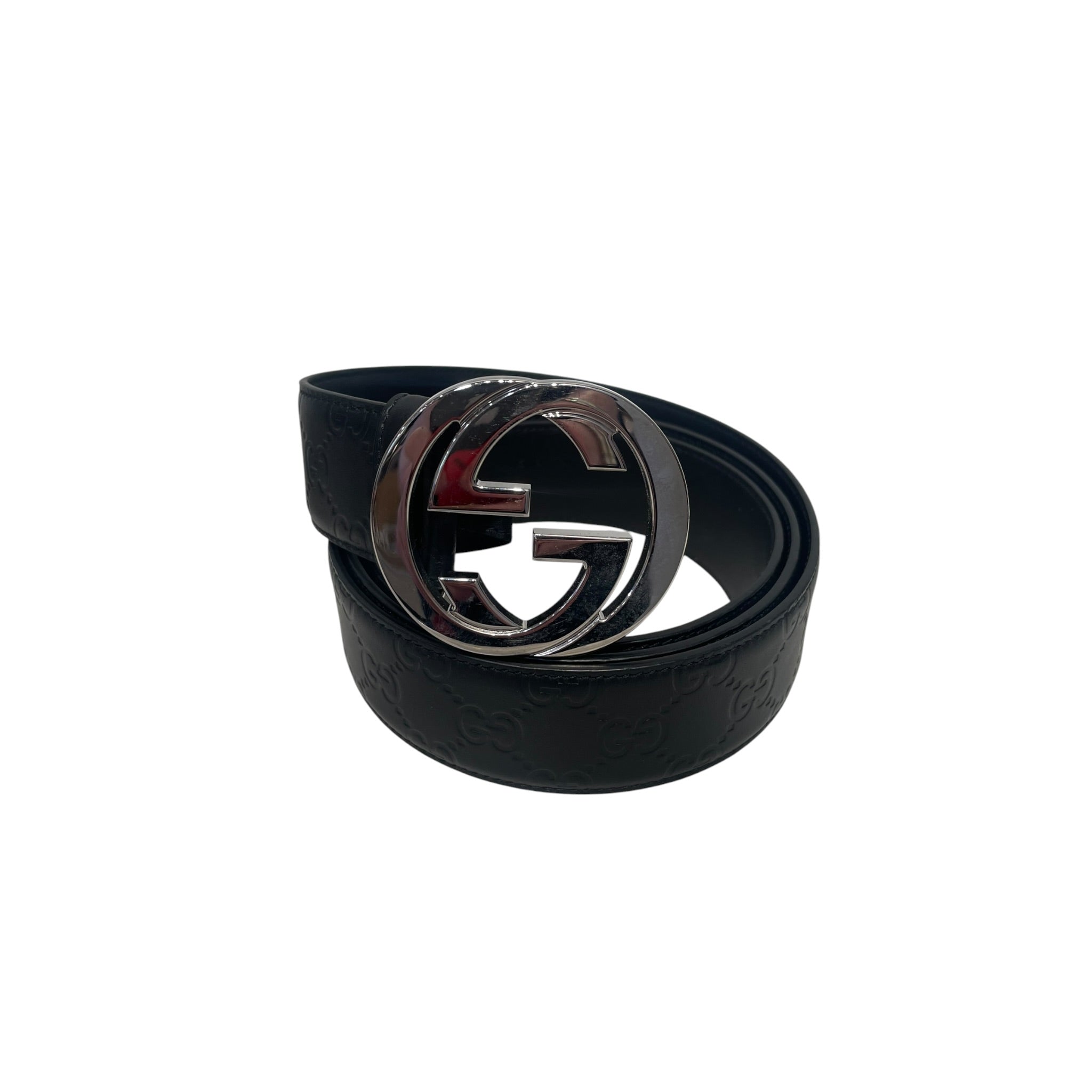 GUCCI/Belt/Monogram/Leather/BLK/guccissima belt view 1