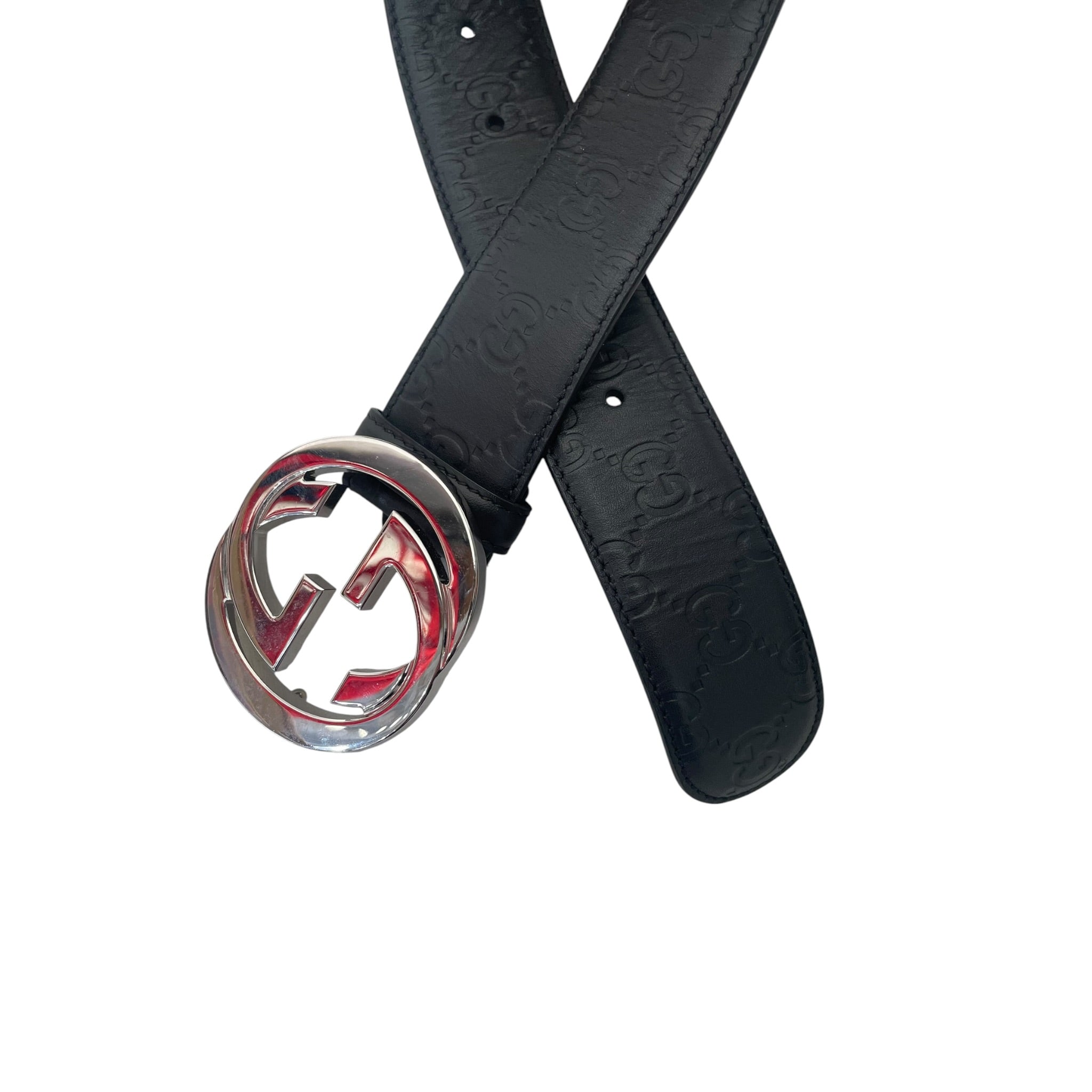 GUCCI/Belt/Monogram/Leather/BLK/guccissima belt view 2