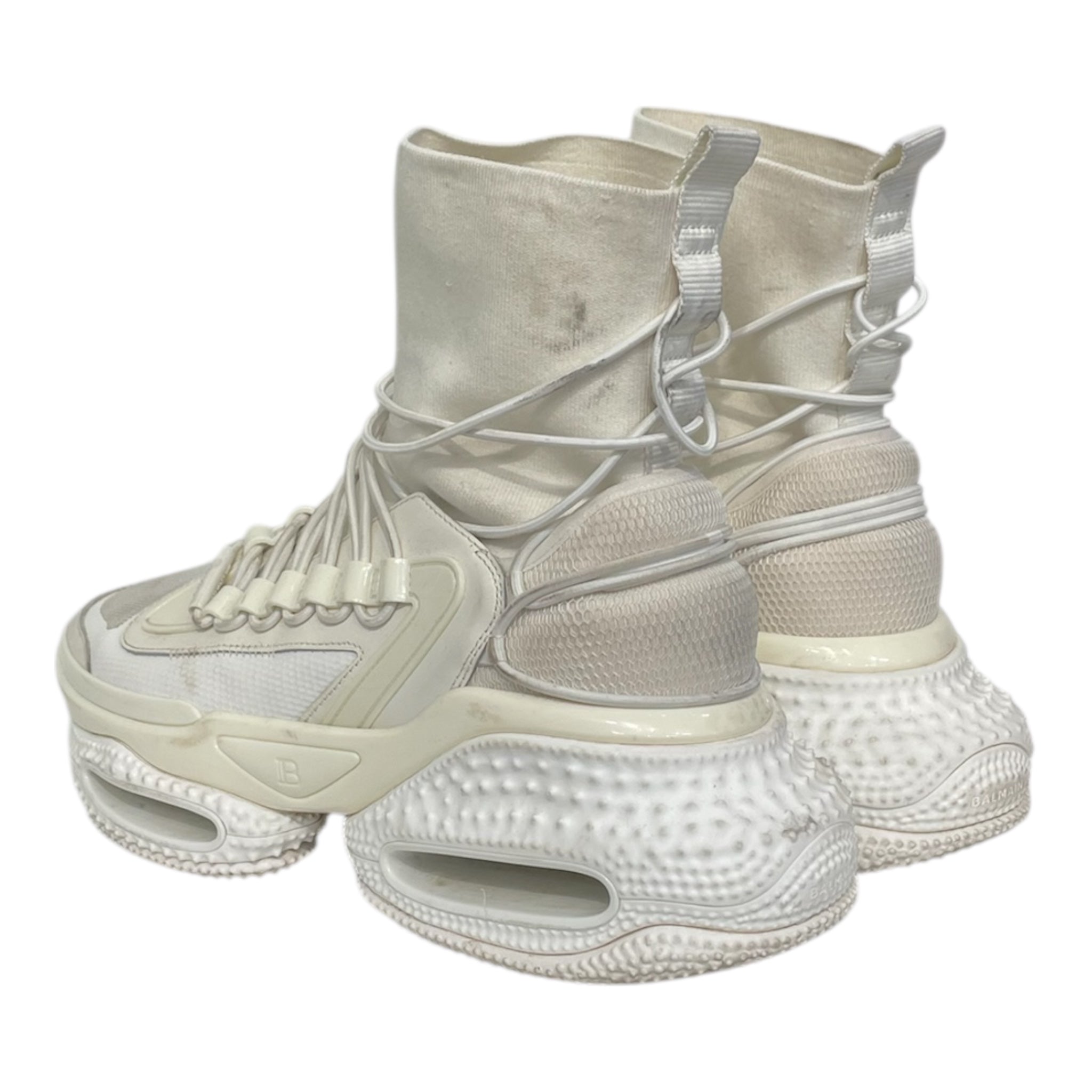 BALMAIN/Hi-Sneakers/US 10/Cotton/WHT/ view 2