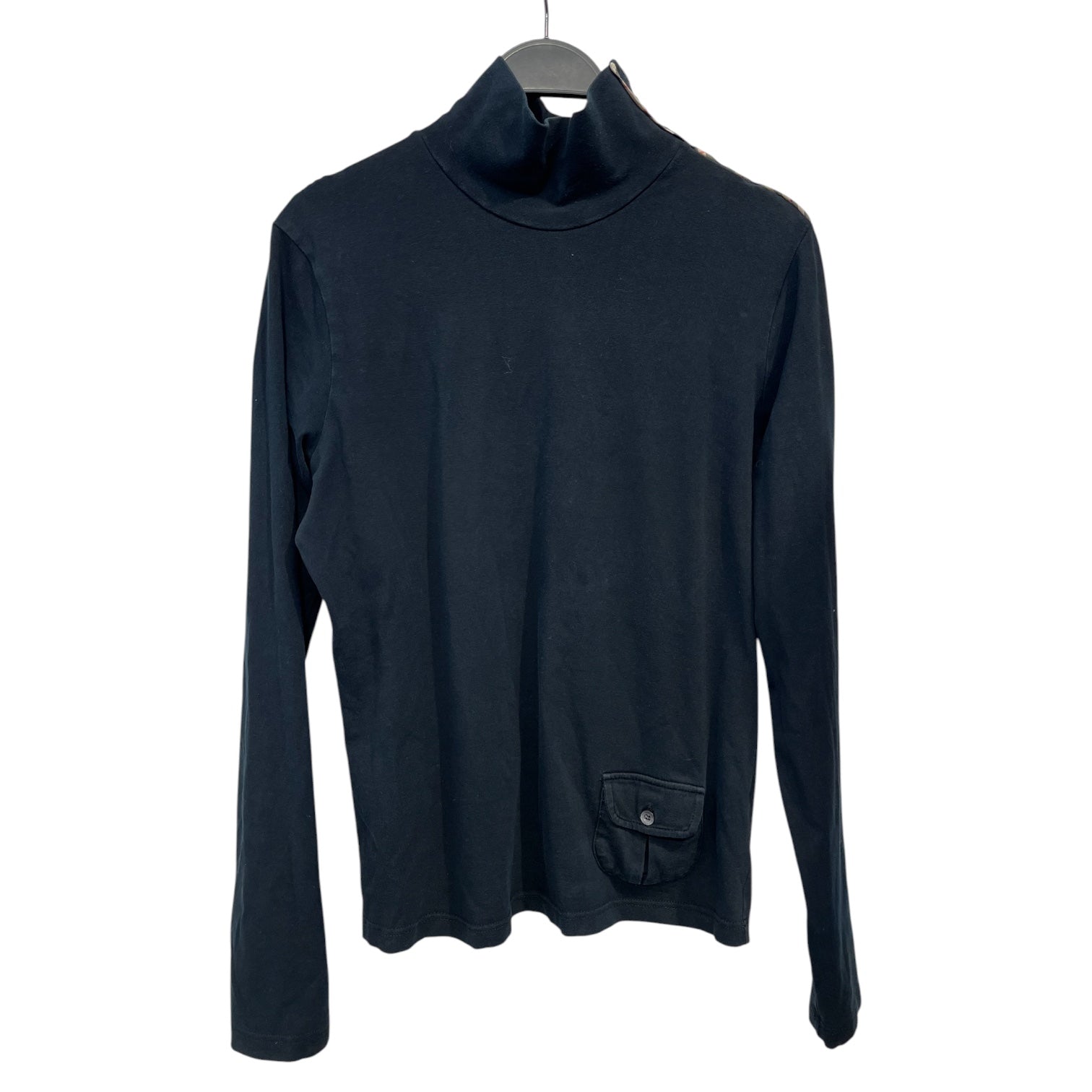 BURBERRY LONDON/LS T-Shirt/L/Cotton/BLK/checkered trim / turtleneck view 1