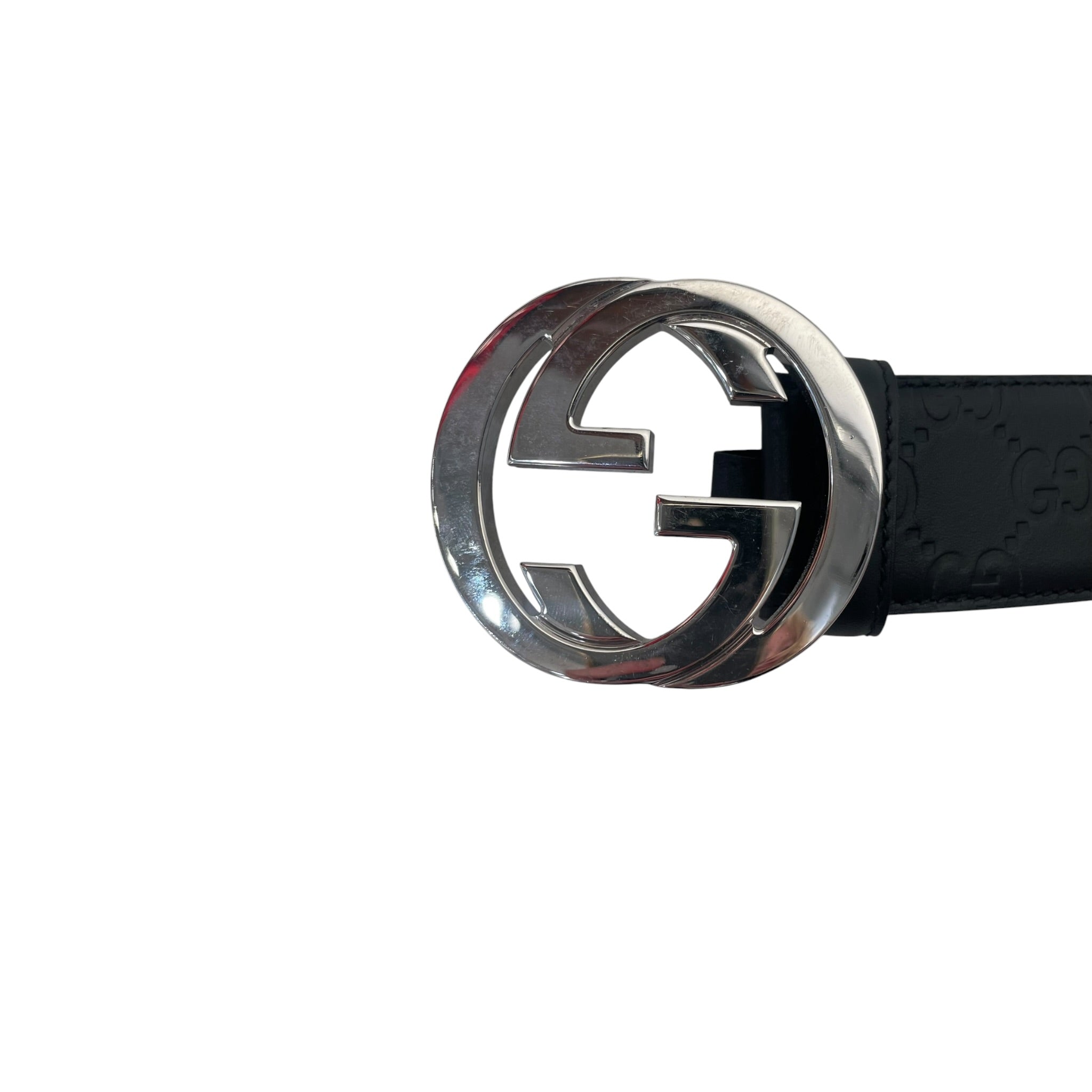 GUCCI/Belt/Monogram/Leather/BLK/guccissima belt view 3