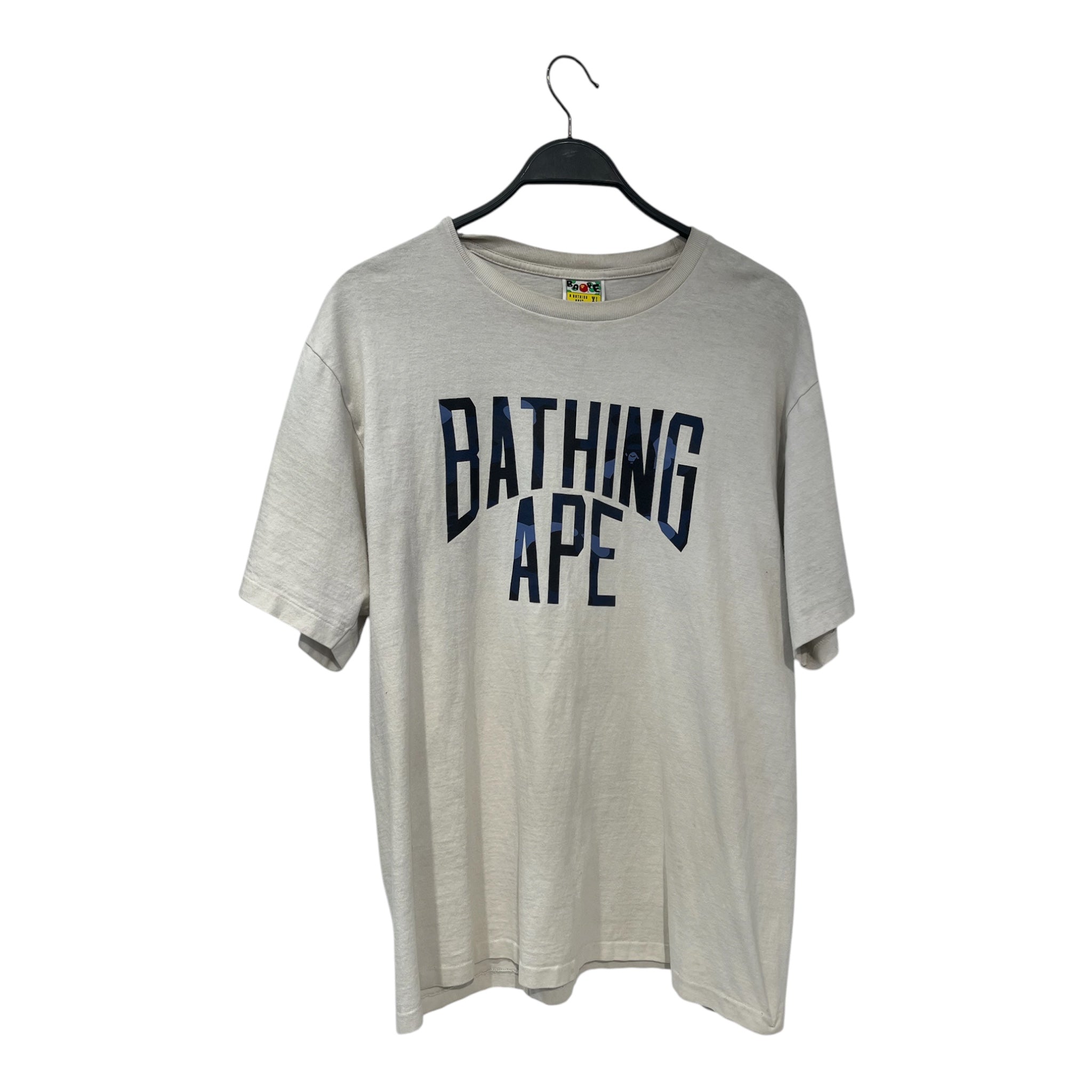 A BATHING APE/T-Shirt/XL/Cotton/WHT/High Neck/Graphic/001TEK801023M blue camo logo view 1