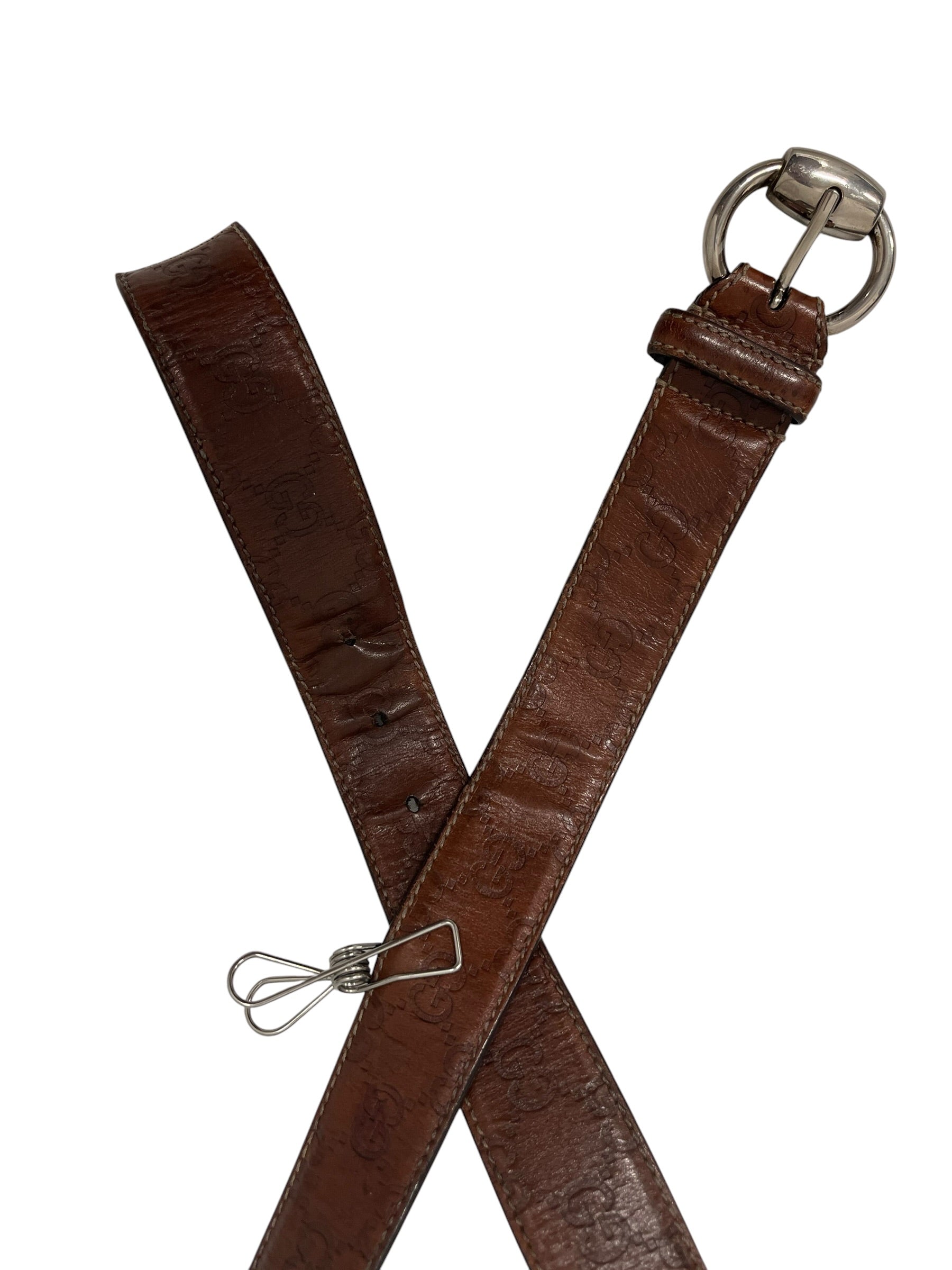 GUCCI/Belt/Monogram/Leather/BRW/M's/LIGHT BROWN, SILVER BUCKLE view 3