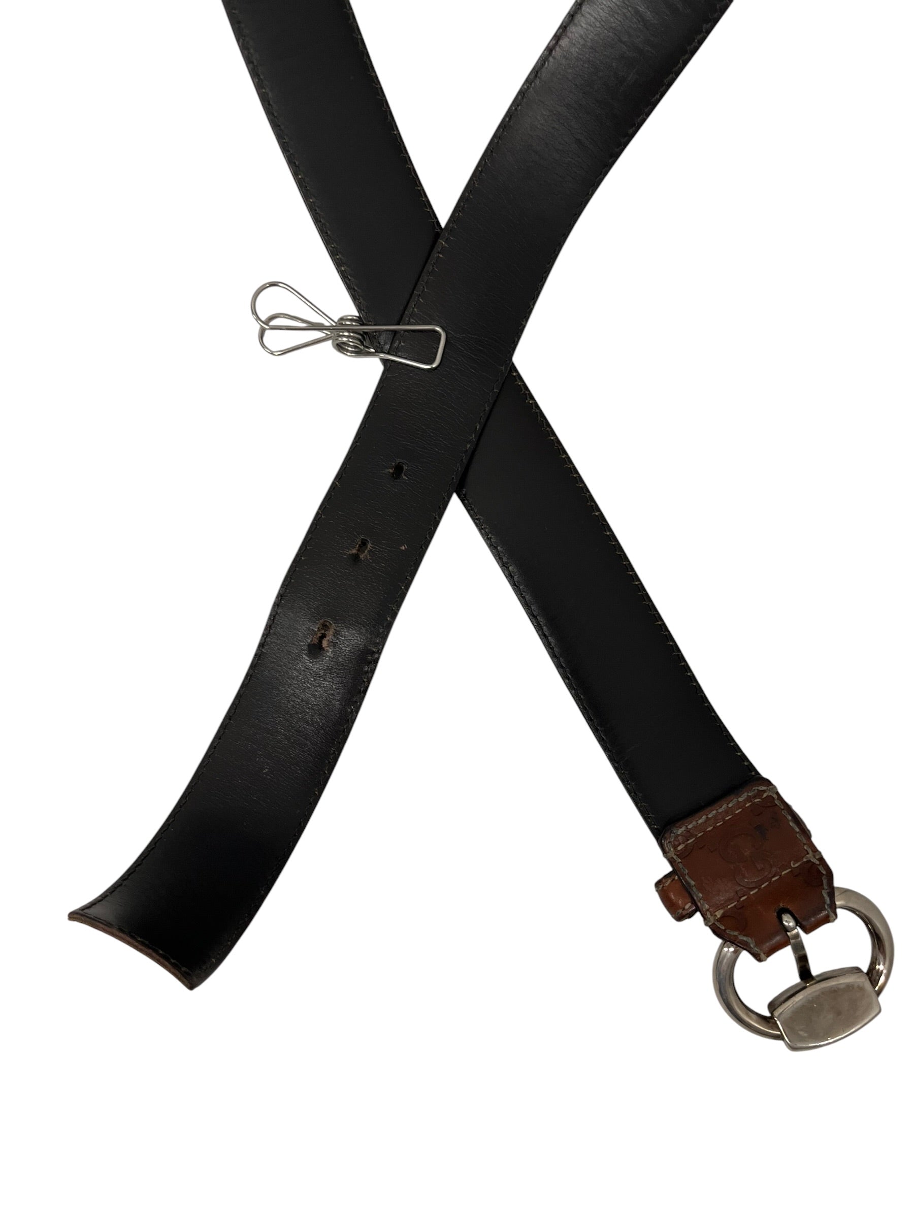 GUCCI/Belt/Monogram/Leather/BRW/M's/LIGHT BROWN, SILVER BUCKLE view 2
