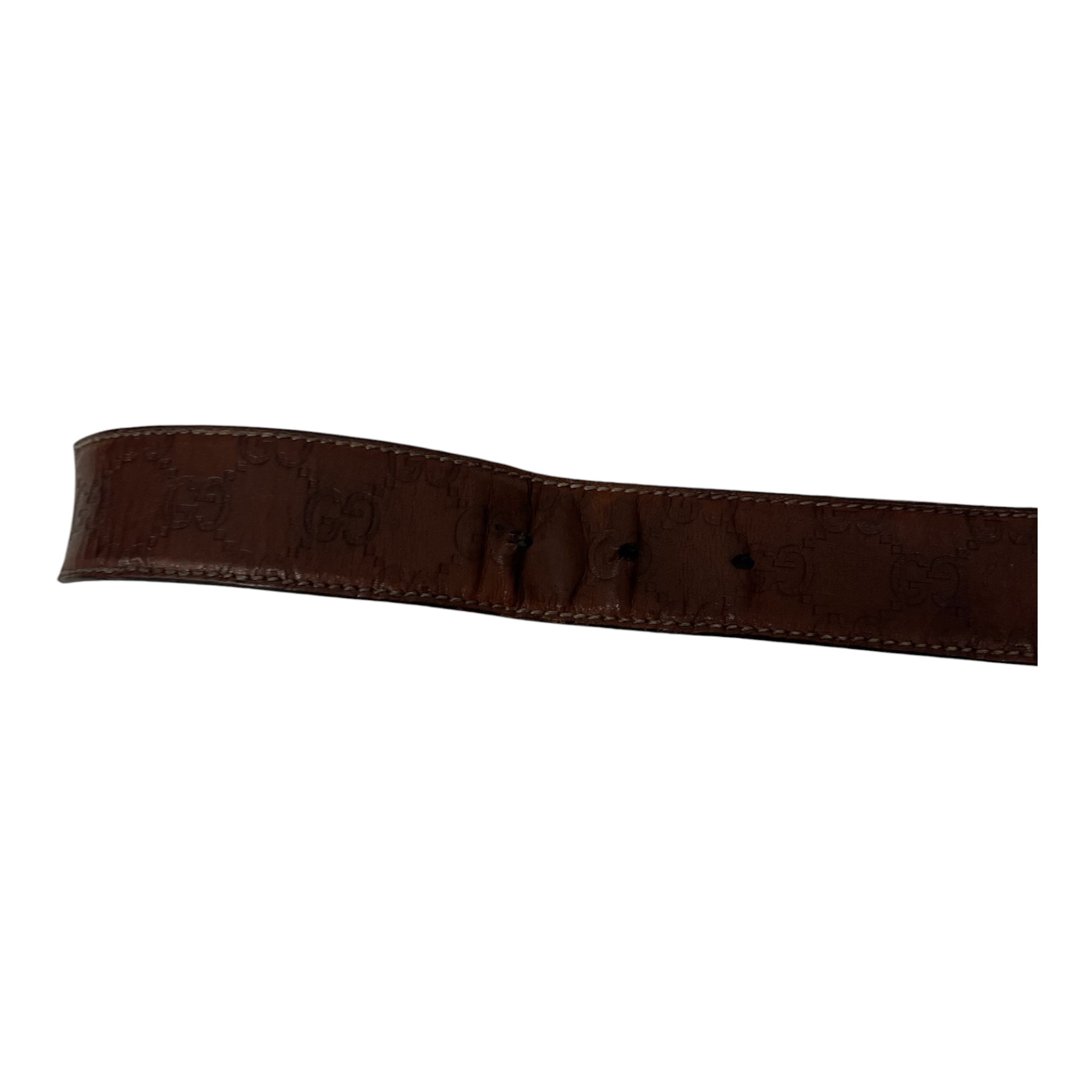 GUCCI/Belt/Monogram/Leather/BRW/M's/LIGHT BROWN, SILVER BUCKLE view 6