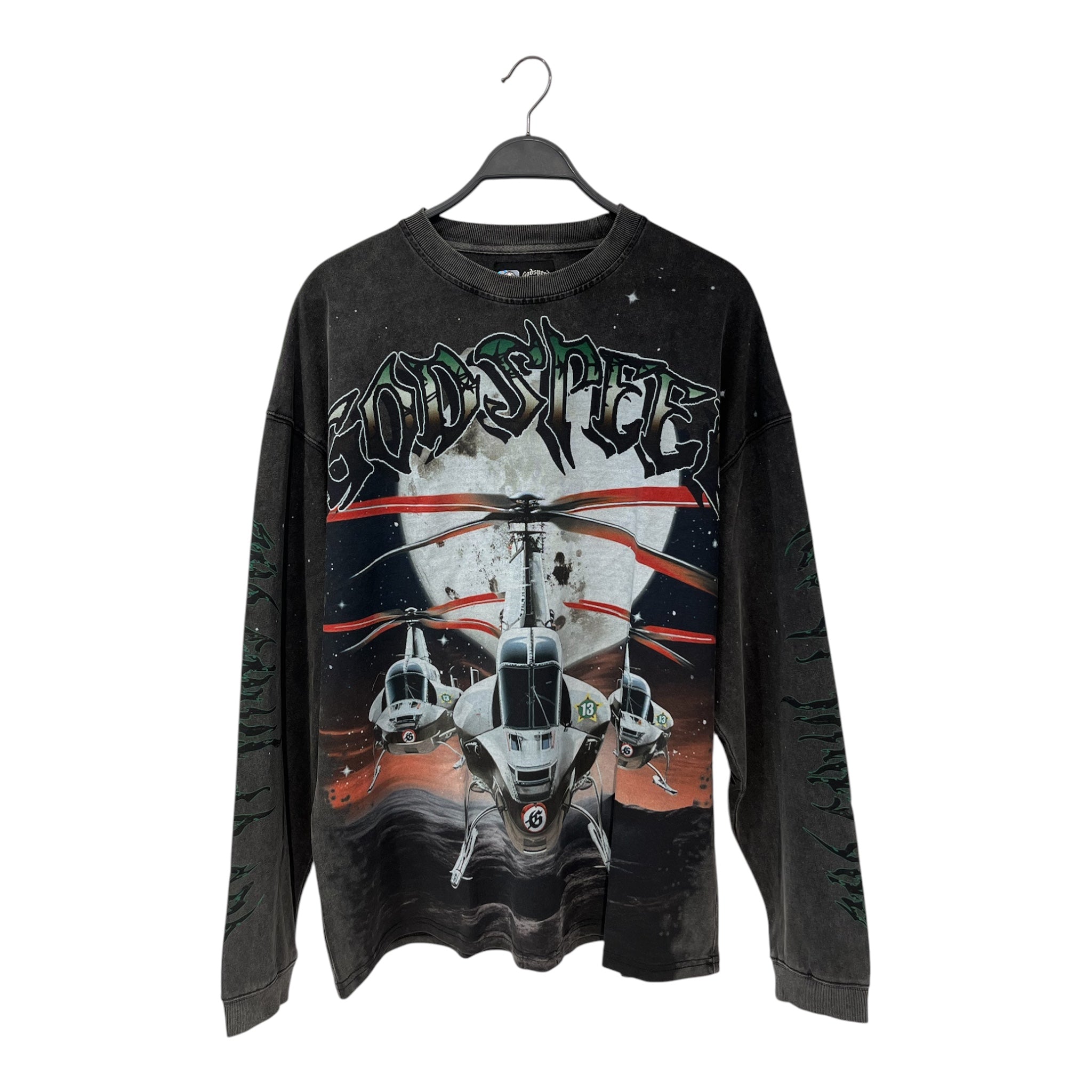 GODSPEED NEW YORK/LS T-Shirt/L/Cotton/GRY/High Neck/All Over Print/airstrike view 1
