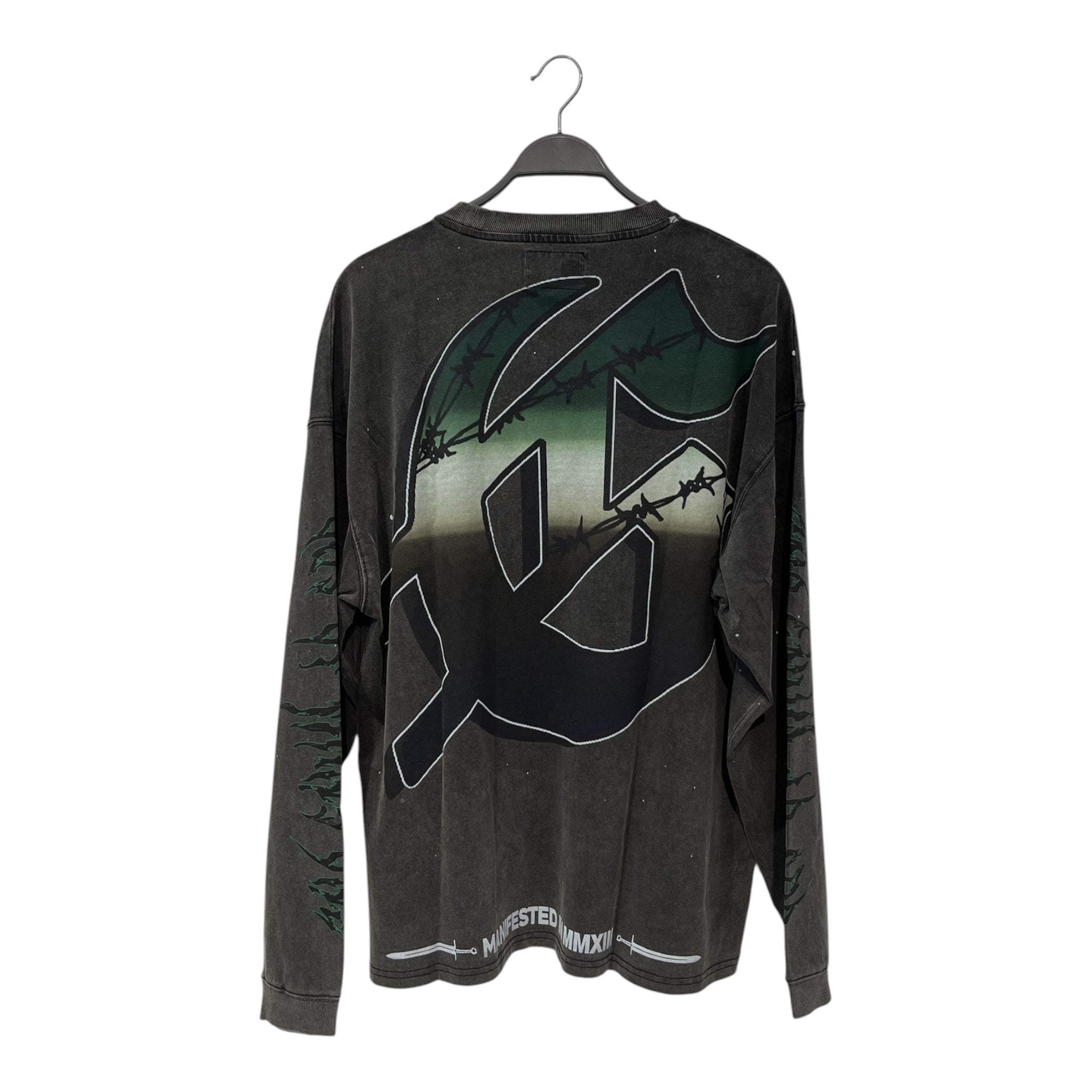 GODSPEED NEW YORK/LS T-Shirt/L/Cotton/GRY/High Neck/All Over Print/airstrike view 2