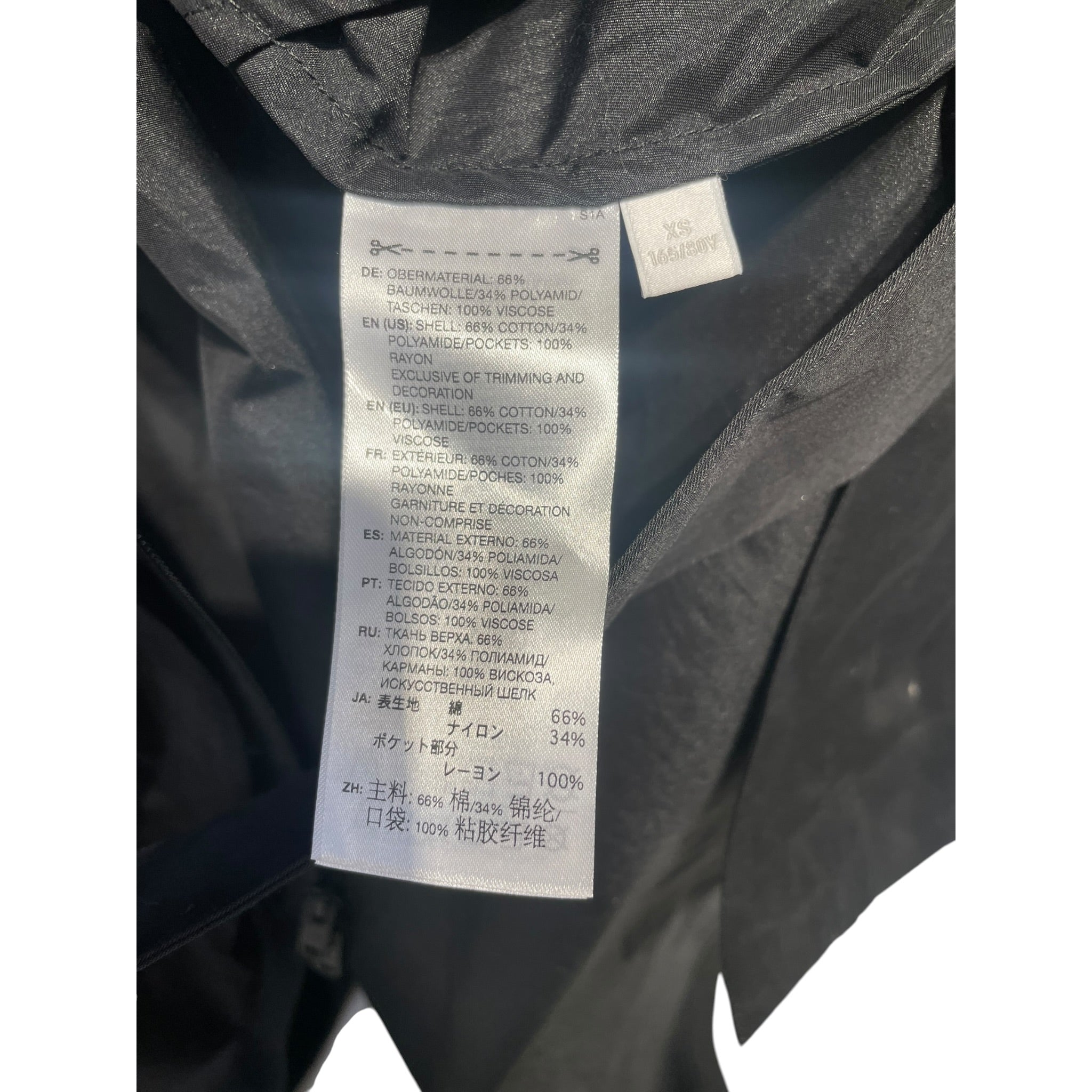 Y-3/Trench Coat/XS/Polyester/BLK/PANNEL WITH FRAYED EDGE view 4