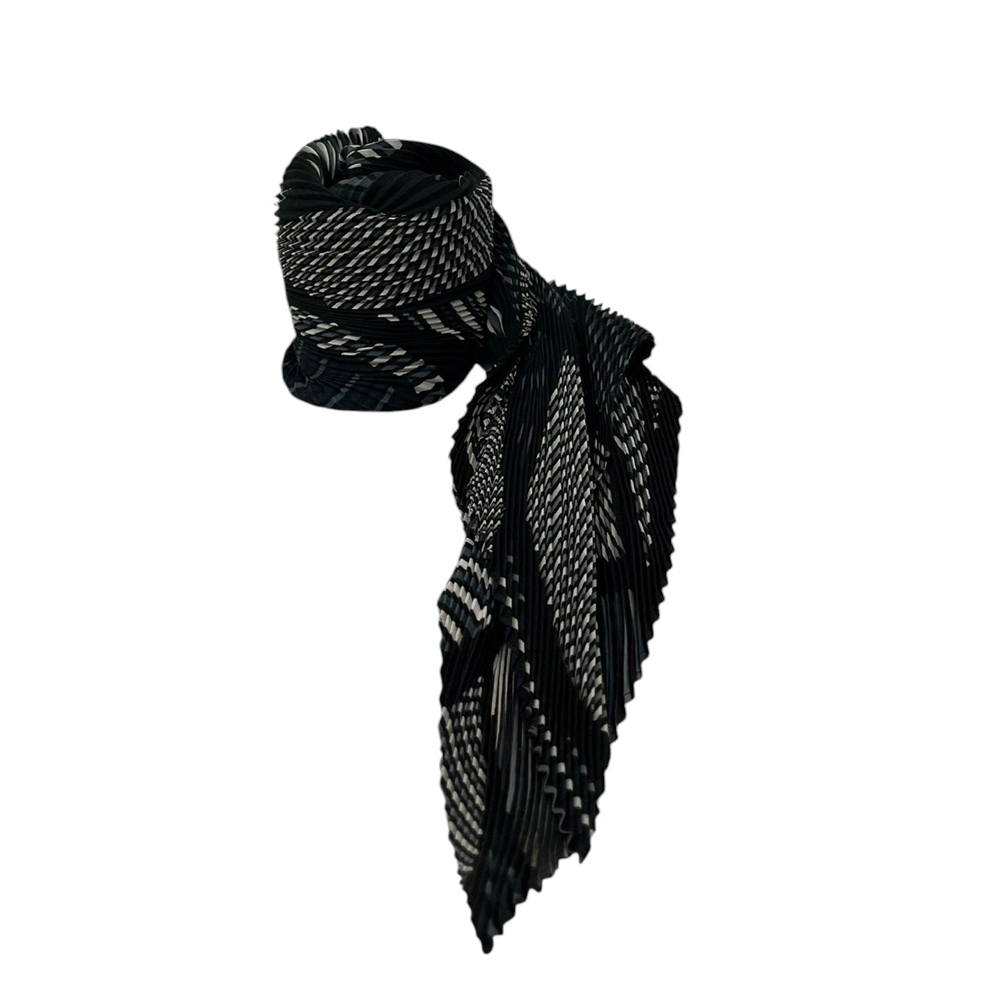 ISSEY MIYAKE/Scarf/All Over Print/Polyester/BLK/L's/PLEATED GEOMETRIC PATTERN view 1