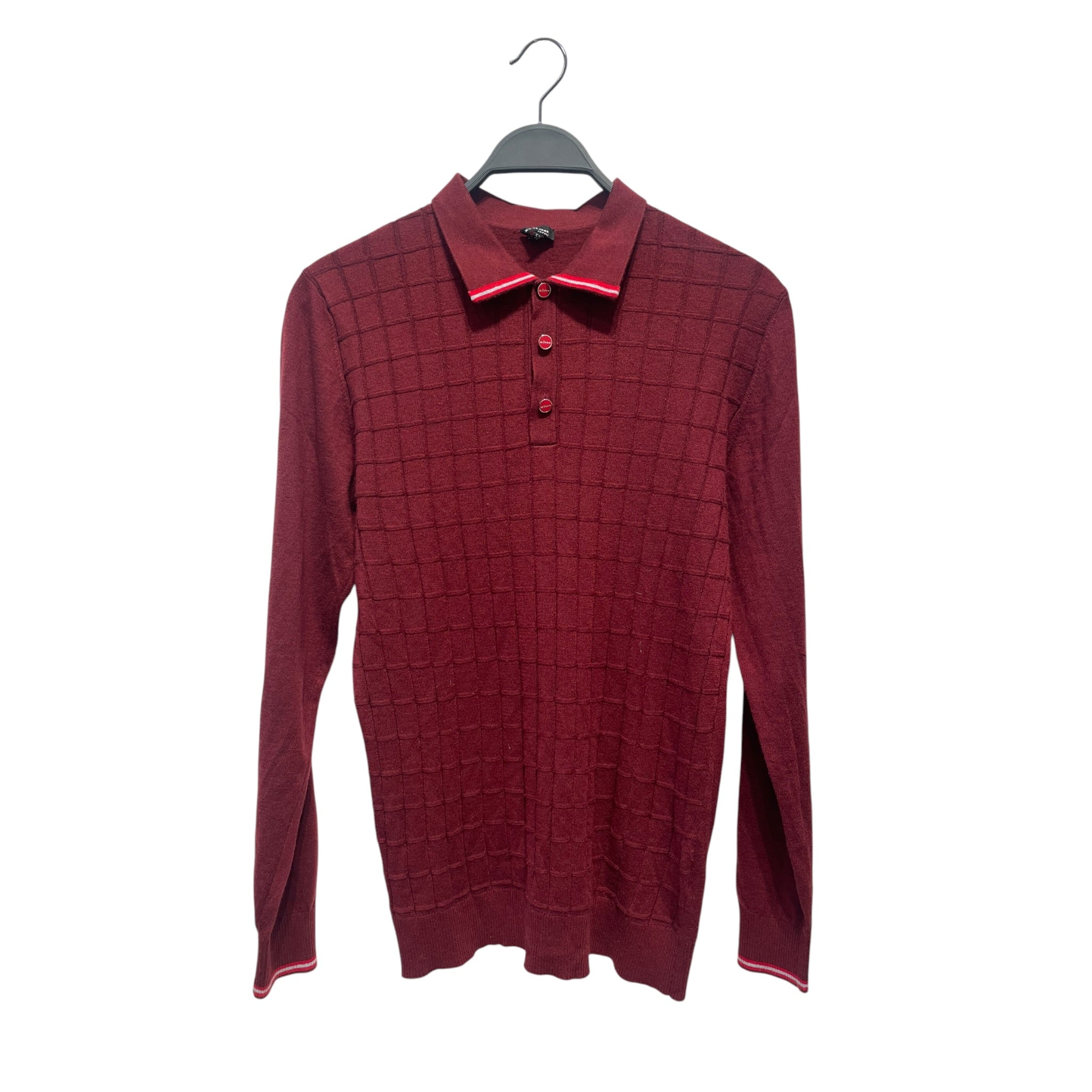 Kiton/Polo Shirt/52/Wool/RED/SQUARE JAQUARD DETAIL view 1