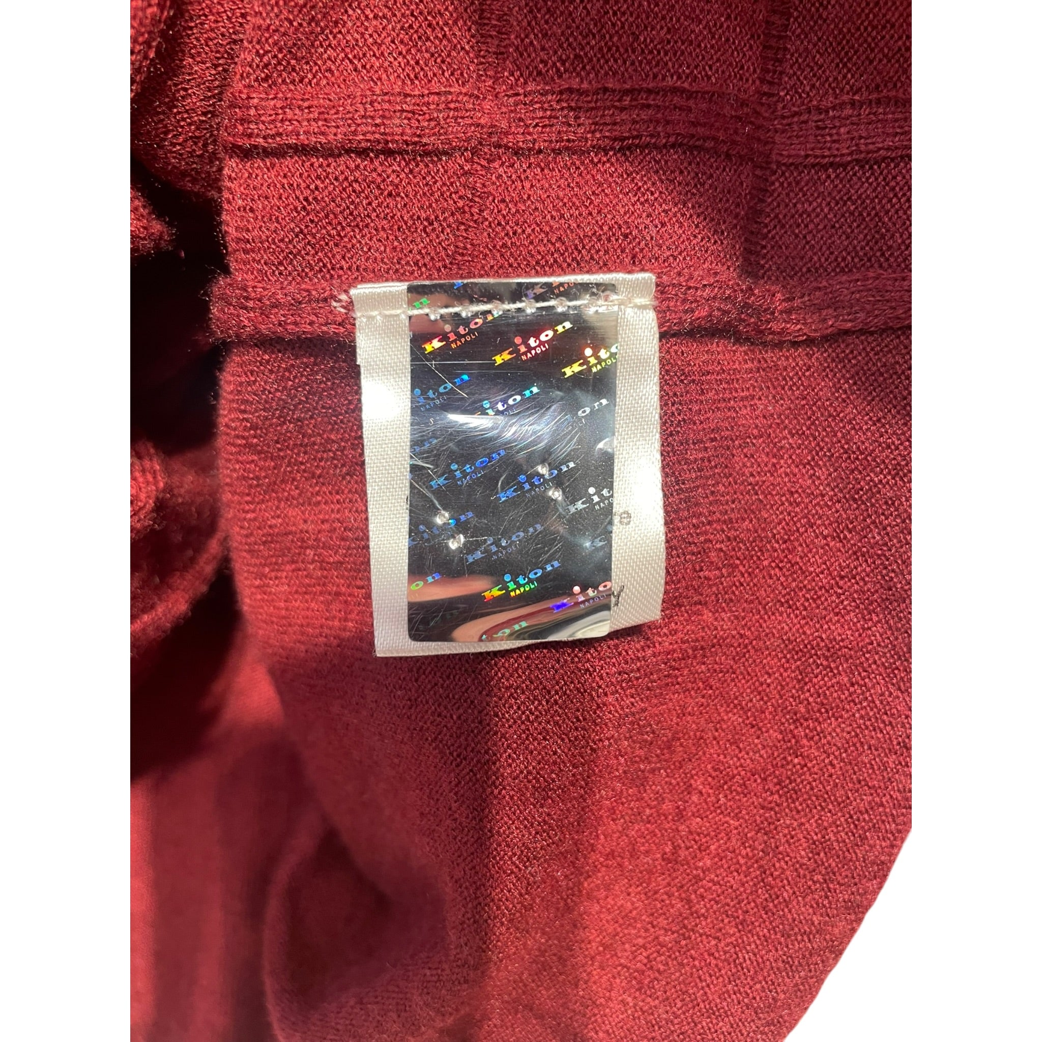 Kiton/Polo Shirt/52/Wool/RED/SQUARE JAQUARD DETAIL view 4