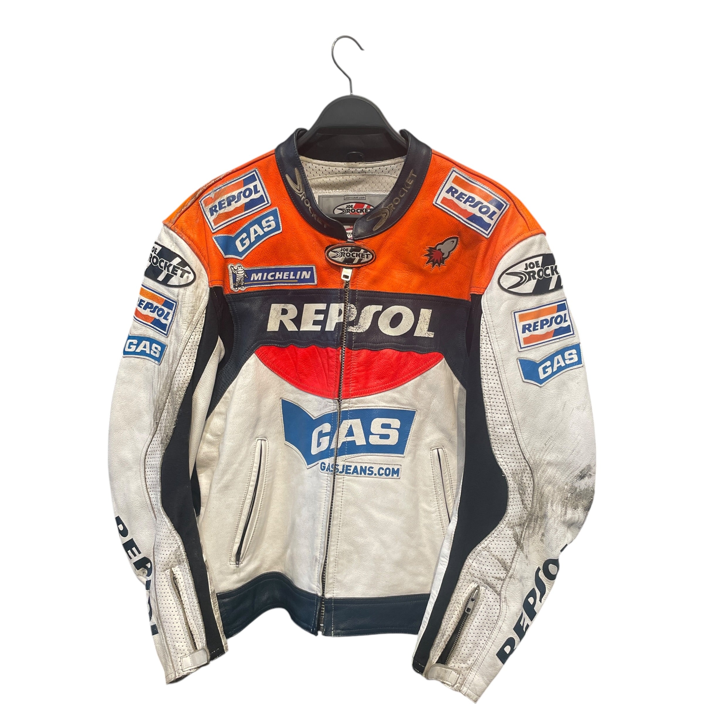 JOE ROCKET/Leather Jkt/48/Leather/ORN/All Over Print/Michelin 'REPSOL' Racing Jkt view 1