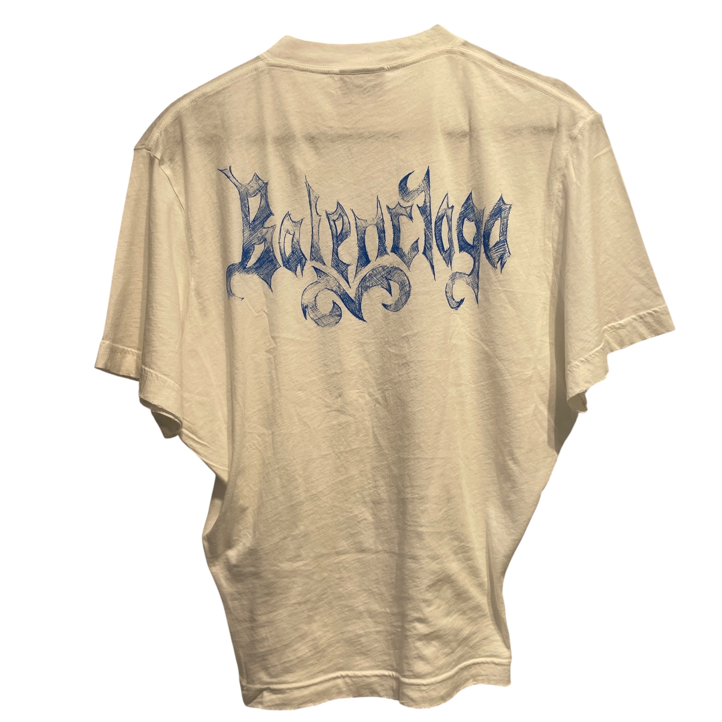 BALENCIAGA/T-Shirt/XS/Cotton/WHT/cursivelogo view 2