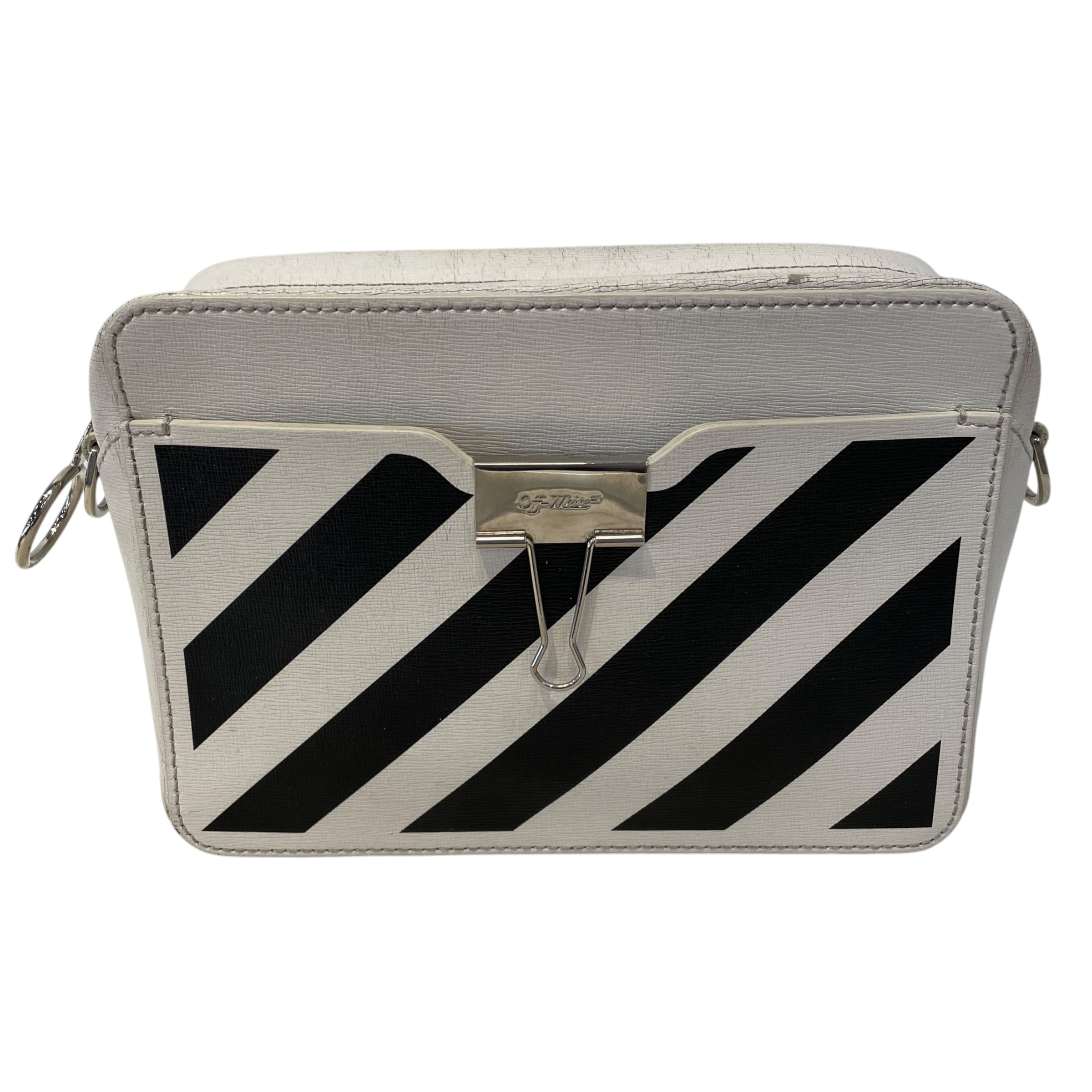 OFF-WHITE/Cross Body Bag/Stripe/Leather/WHT/Diag Camera view 1
