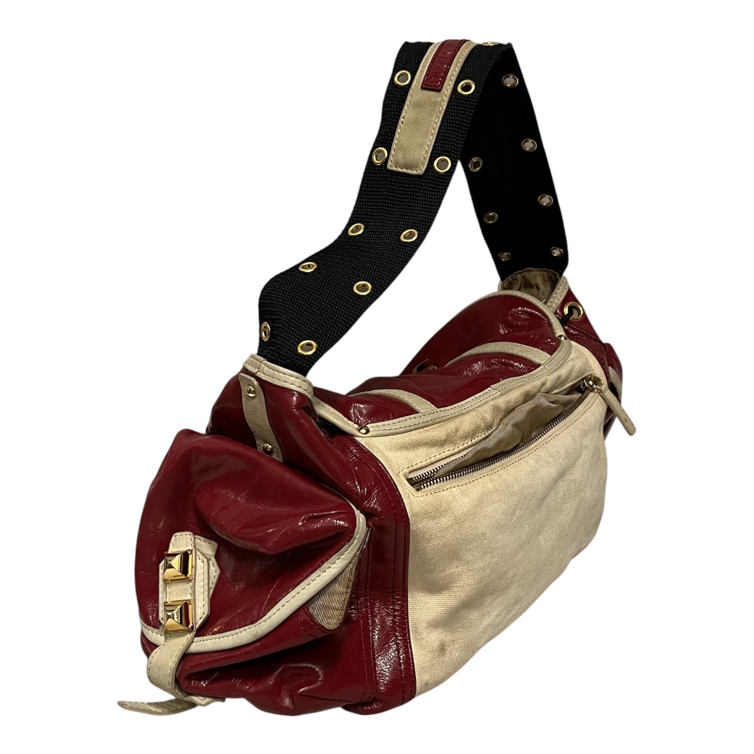 BCBG MAXAZRIA/Tote Bag/Leather/RED/gym studded bag view 3