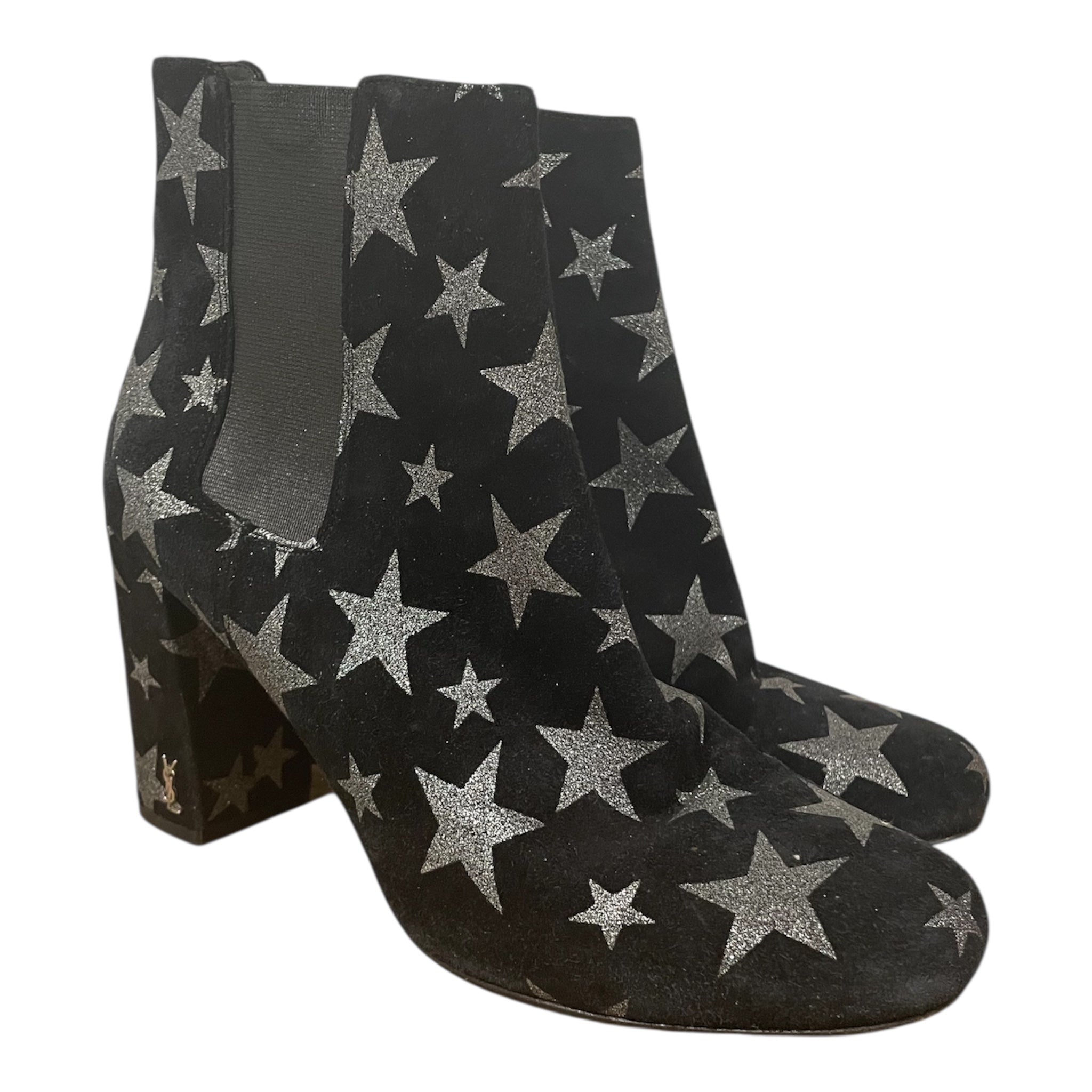SAINT LAURENT/Heels/EU 36.5/All Over Print/Leather/BLK/GLITTER STARS view 1