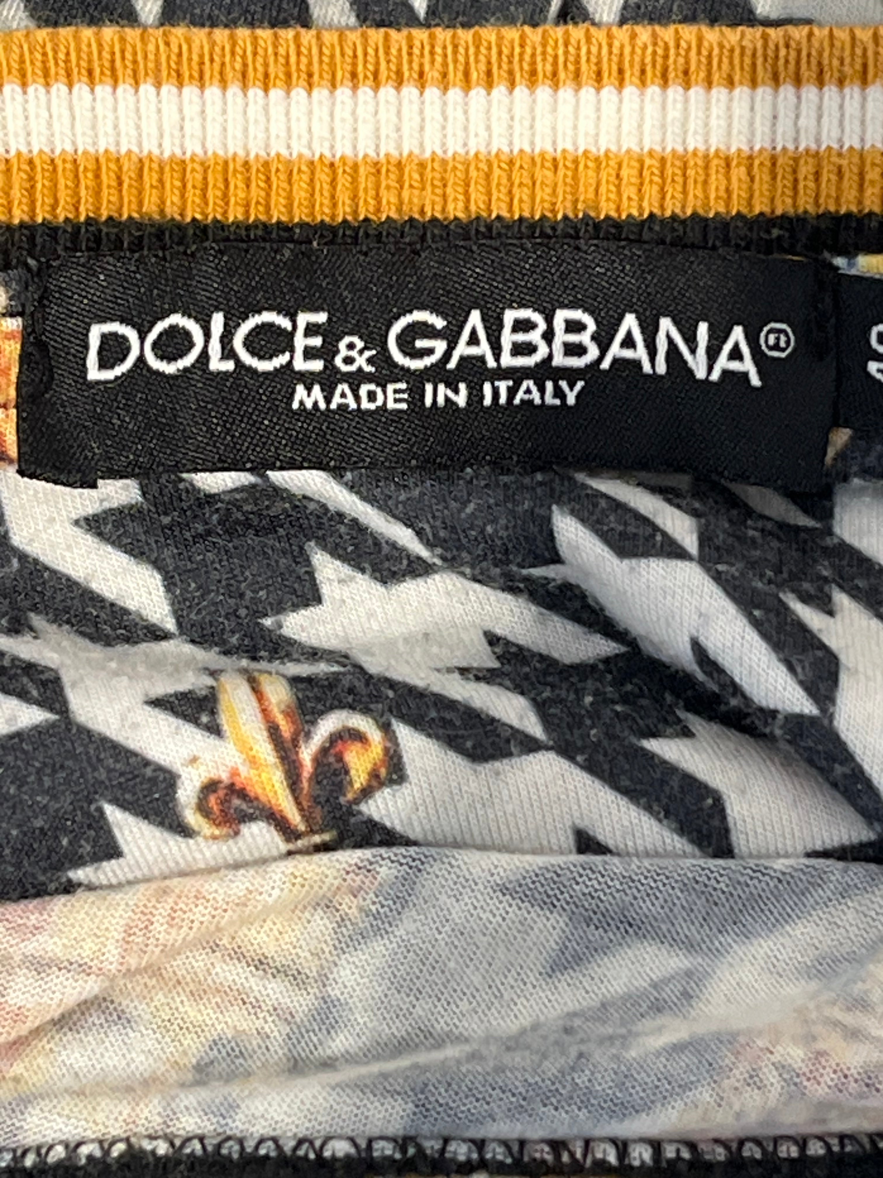 DOLCE&GABBANA/T-Shirt/48/Cotton/MLT/All Over Print/houndstooth pattern/ crowns view 3