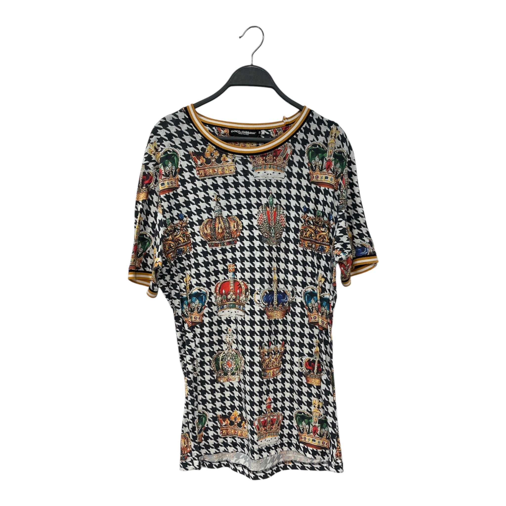 DOLCE&GABBANA/T-Shirt/48/Cotton/MLT/All Over Print/houndstooth pattern/ crowns view 1