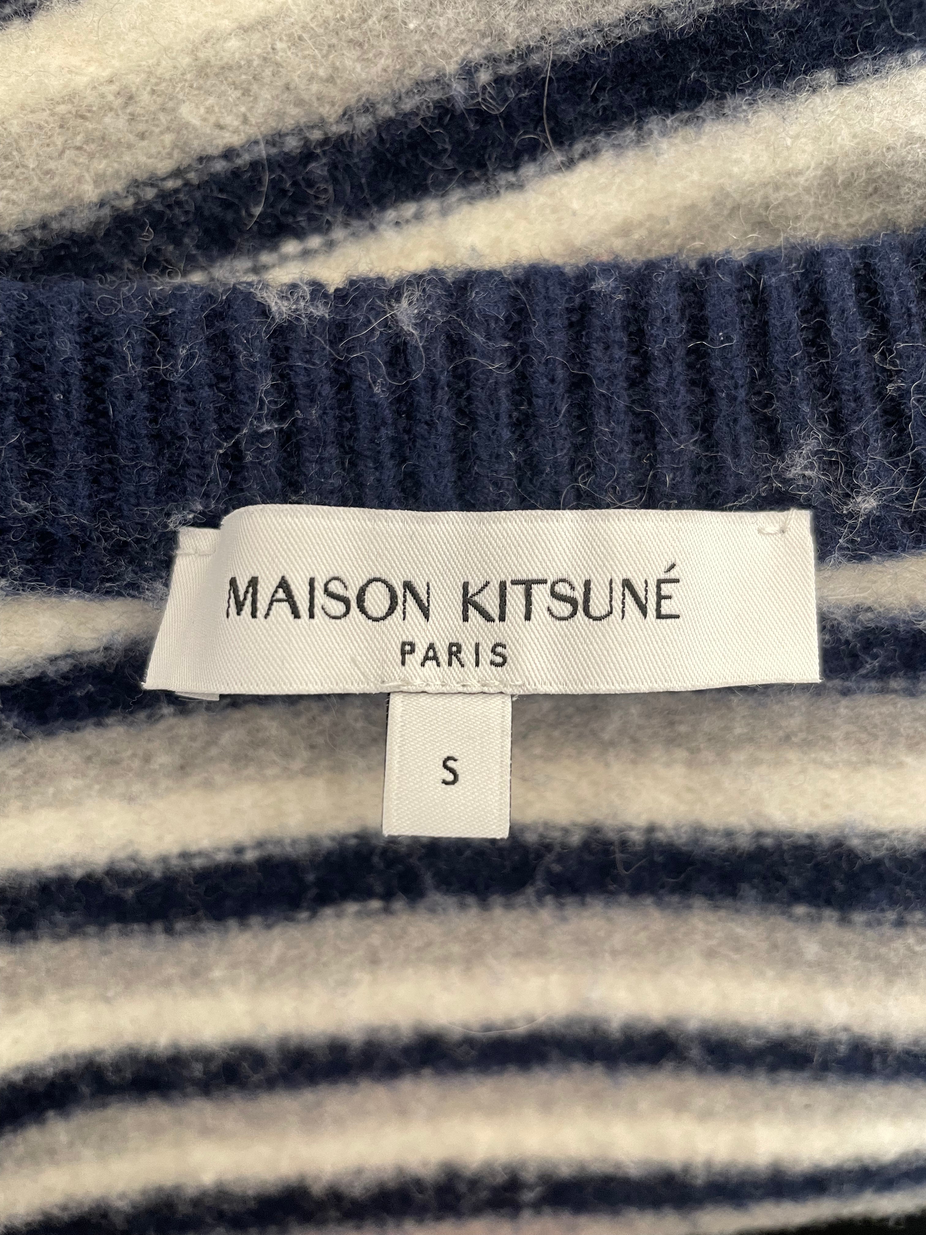 MAISON KITSUNE/Sweater/S/Stripe/Wool/BLU/NW00804KM0329 view 3