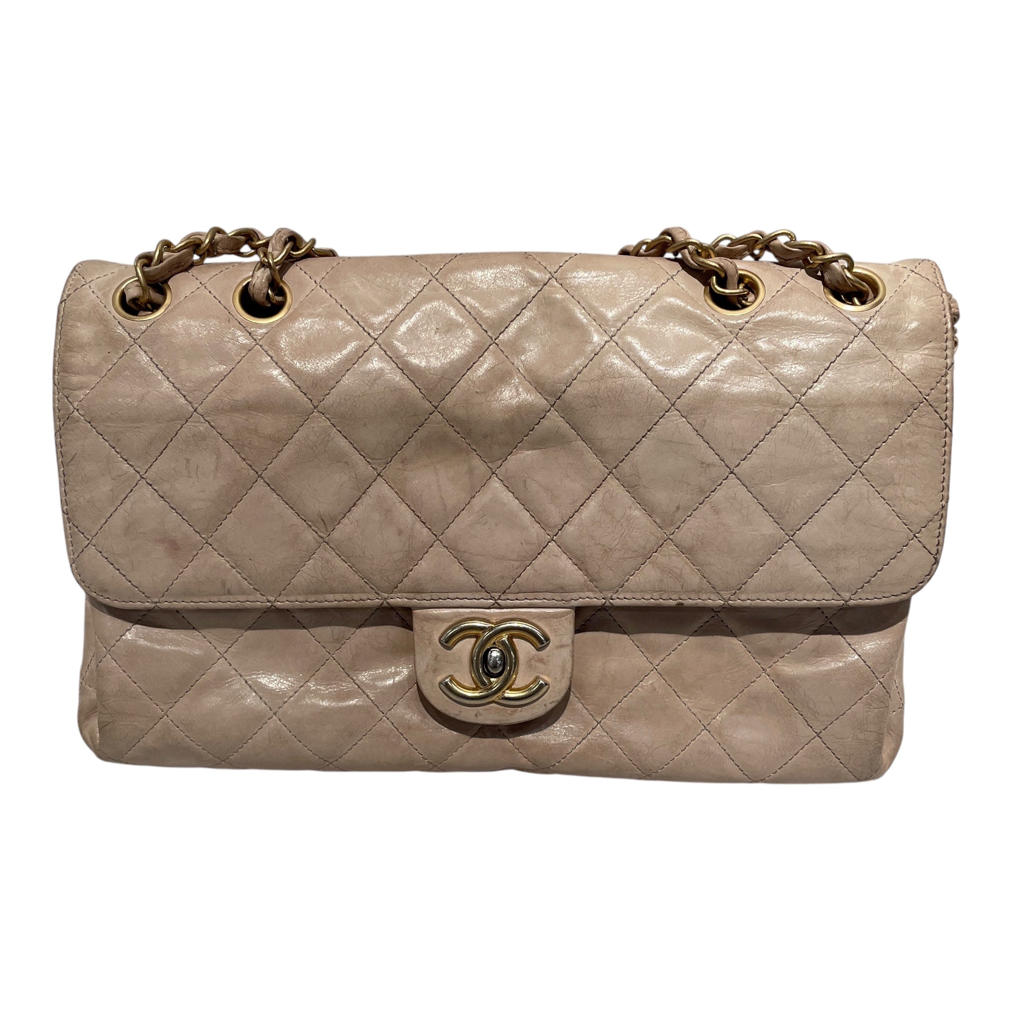 CHANEL/Hand Bag/Lambskin/BEG/flap bag view 1