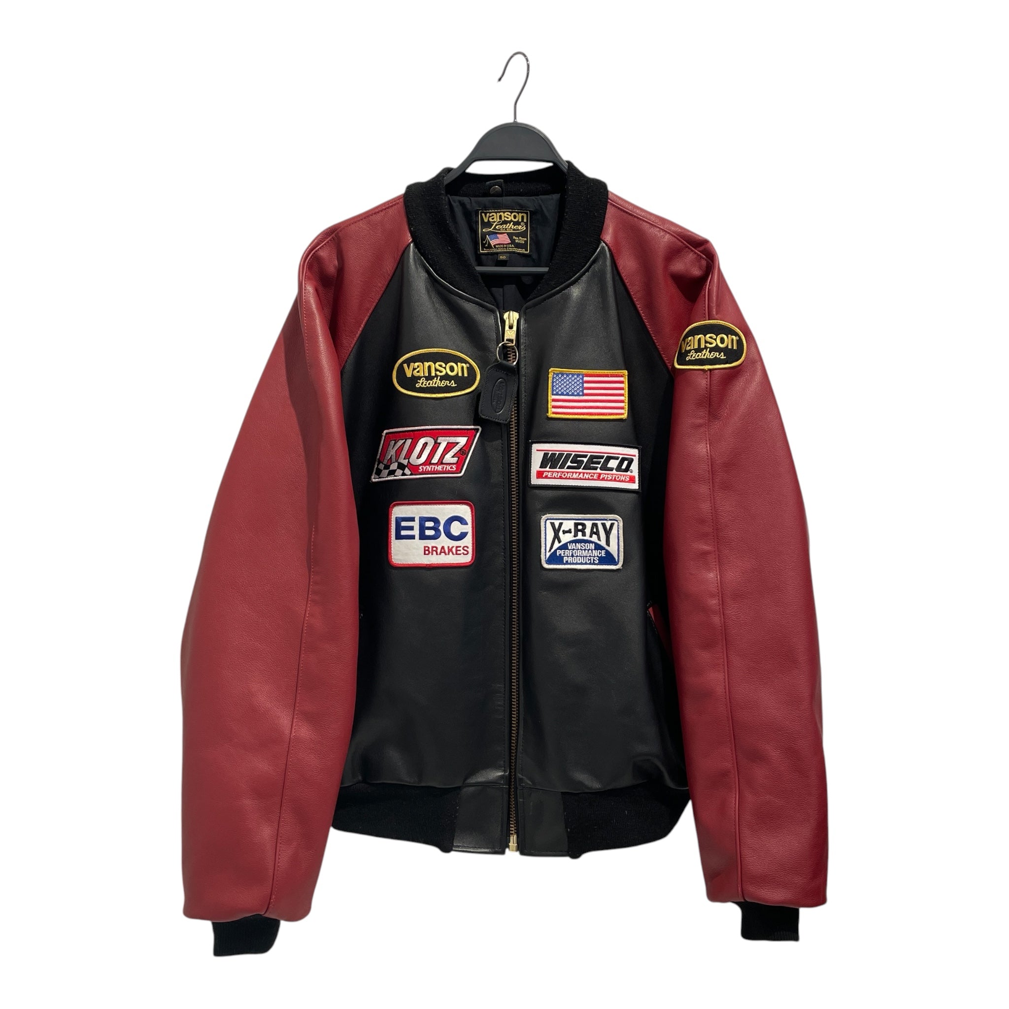 VANSON/Souvenir Jkt/50/Leather/BLK/All Over Print/BLK/RED PATCHED LEATHER JKT view 1
