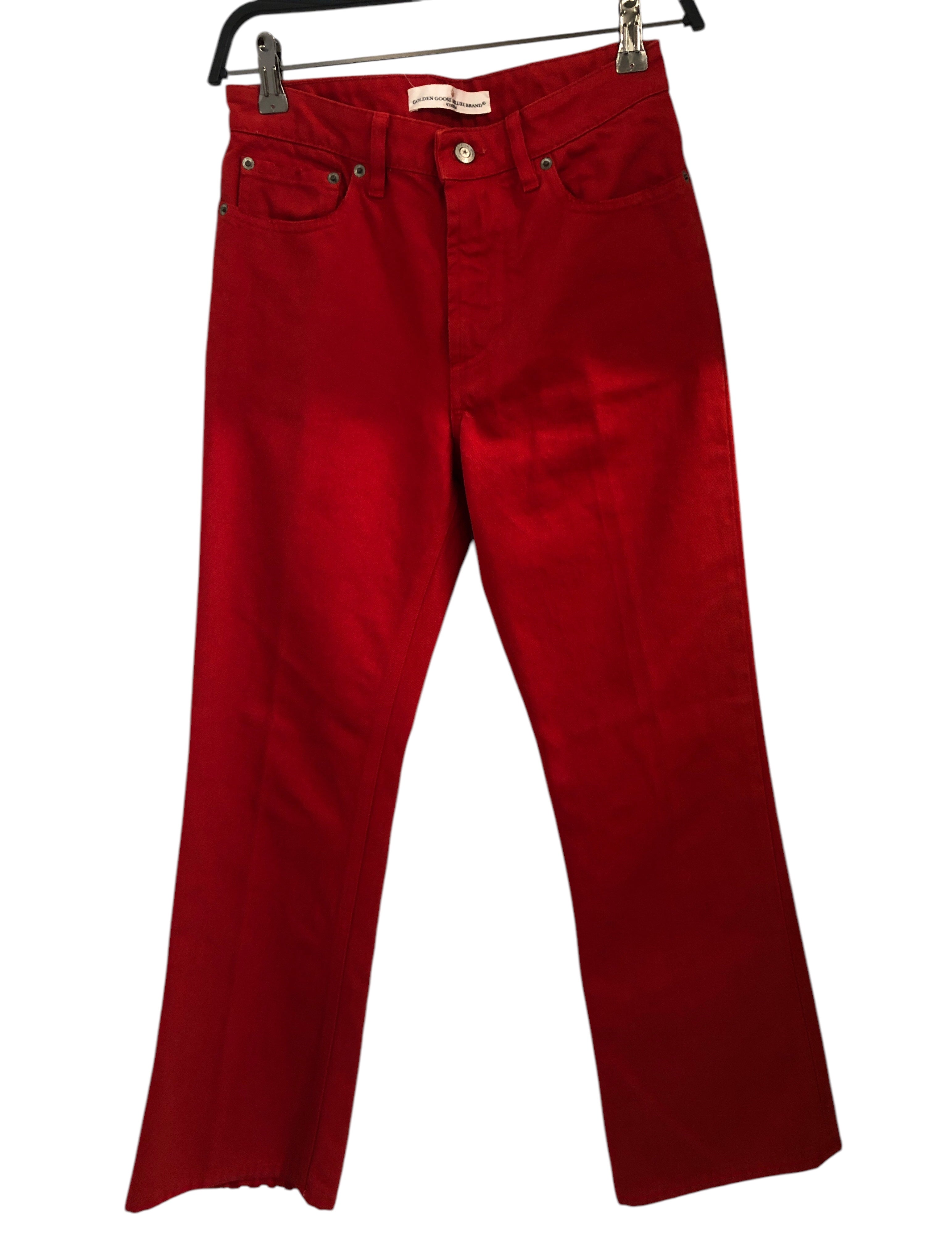 GOLDEN GOOSE/Straight Pants/25/Cotton/RED/Silver Tag view 1