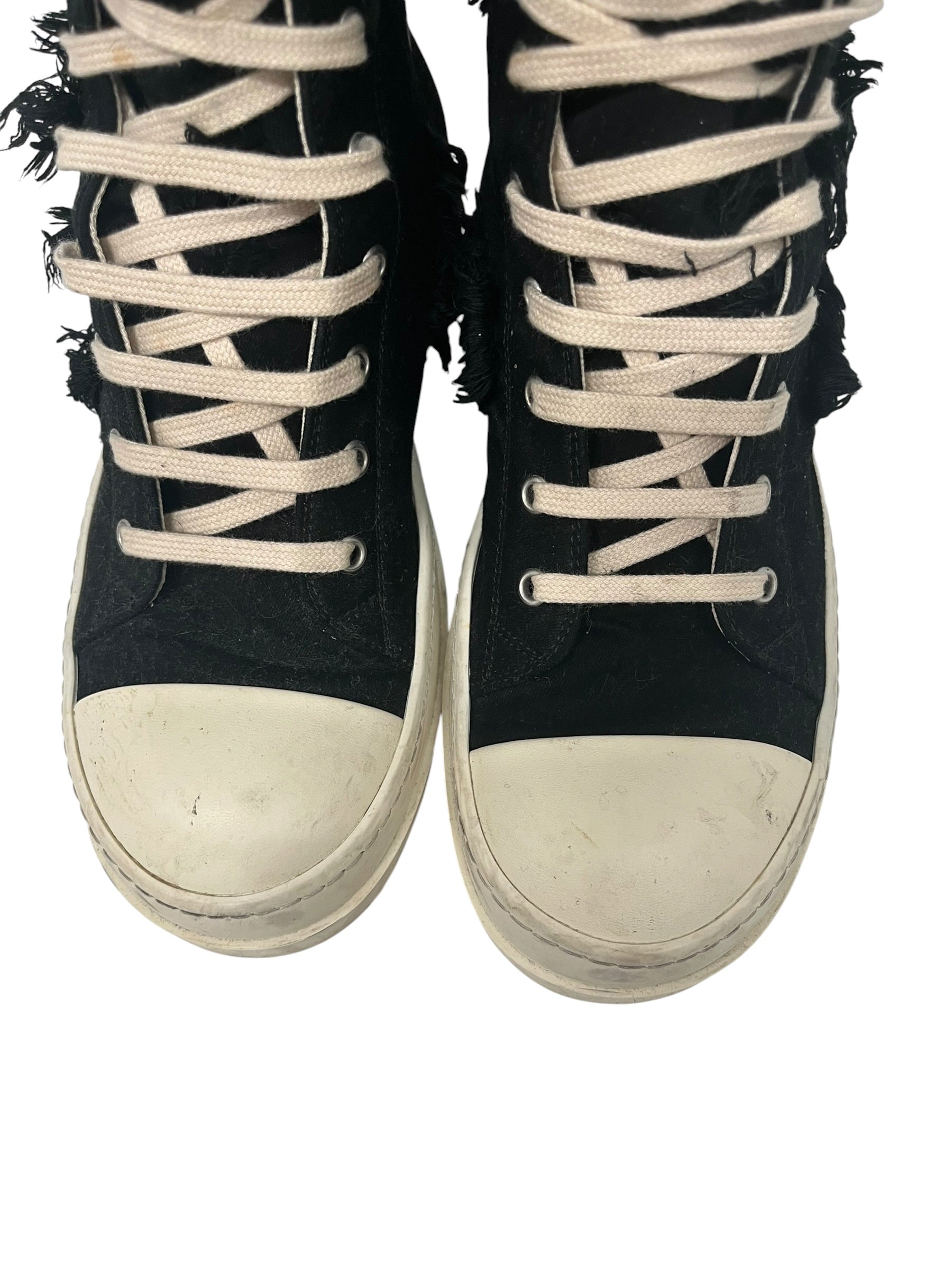 RICK OWENS DRKSHDW/Hi-Sneakers/EU 39/Cotton/BLK/U-Tip/DISTRESSED HIGHTOP SNEAKER view 4