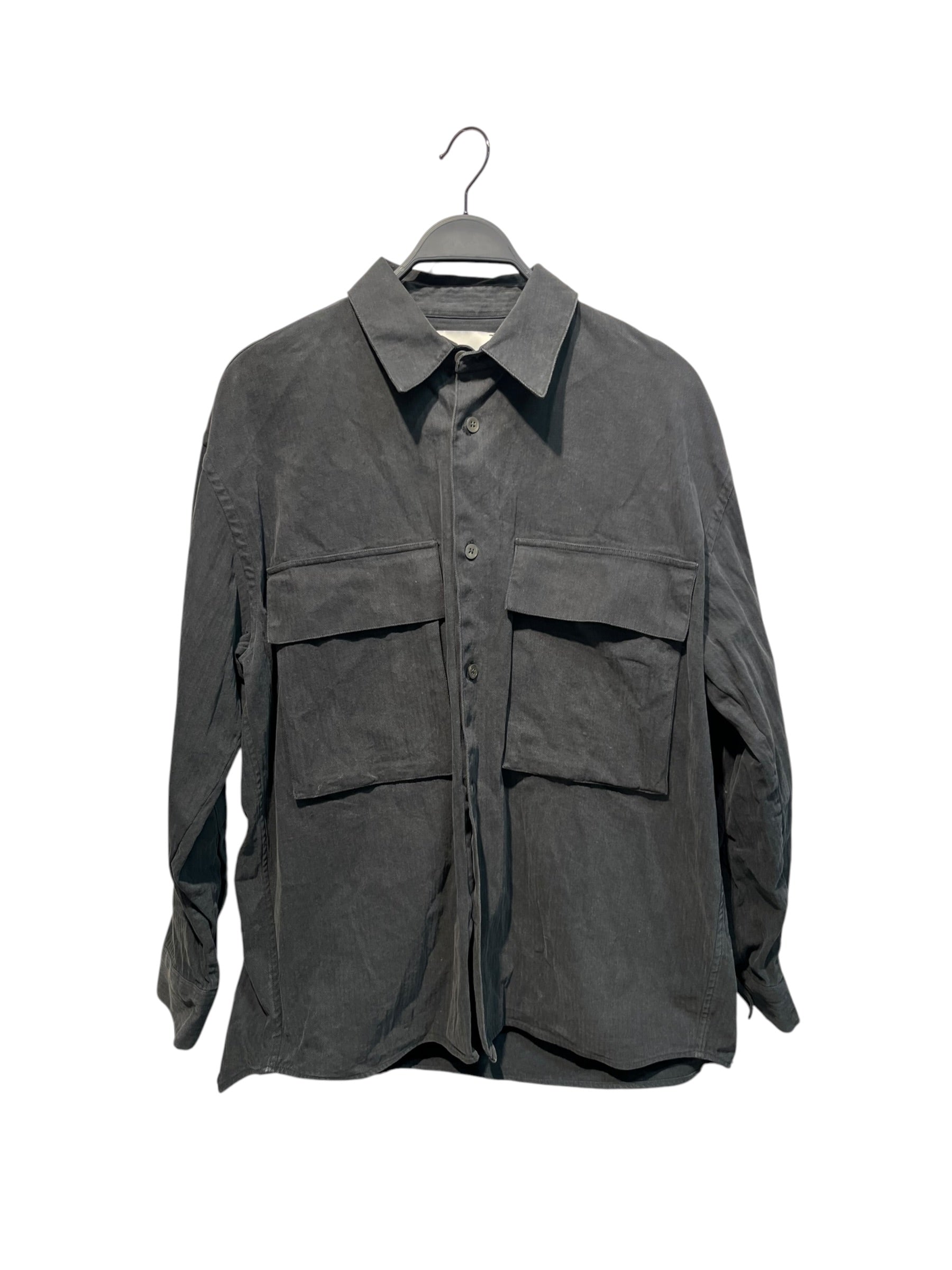 STUDIO NICHOLSON/LS Shirt/M/Cotton/GRY/Herringbone/HERRINGBONE DARK FIR view 1