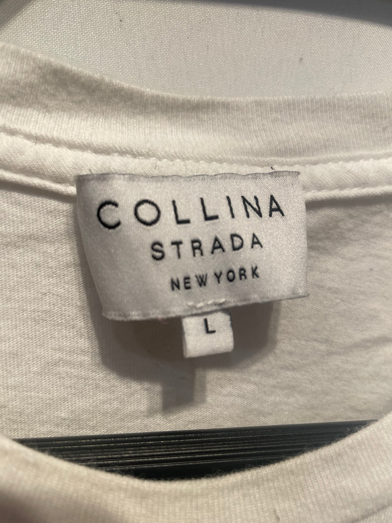 Collina Strada/T-Shirt/L/Cotton/WHT/Rhine Stone