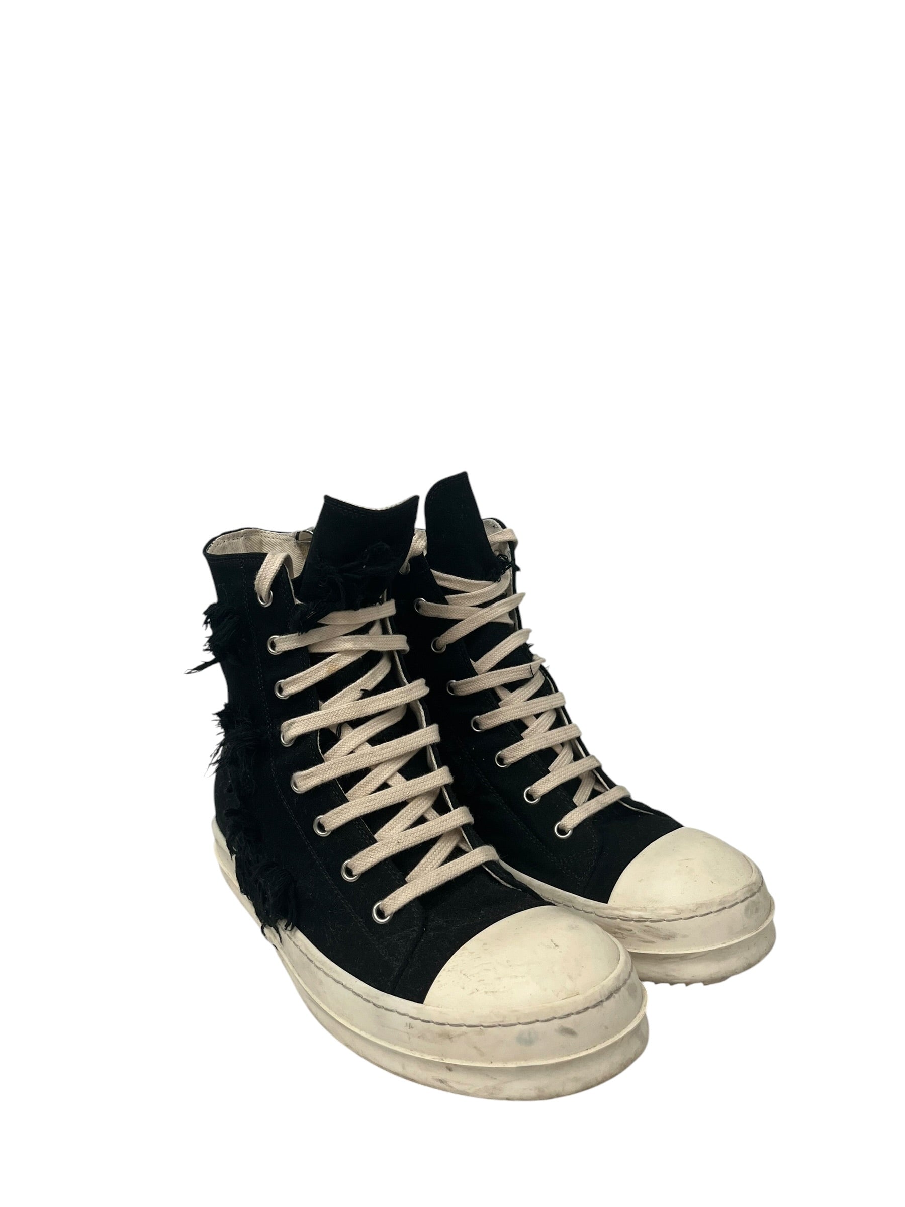 RICK OWENS DRKSHDW/Hi-Sneakers/EU 39/Cotton/BLK/U-Tip/DISTRESSED HIGHTOP SNEAKER view 1