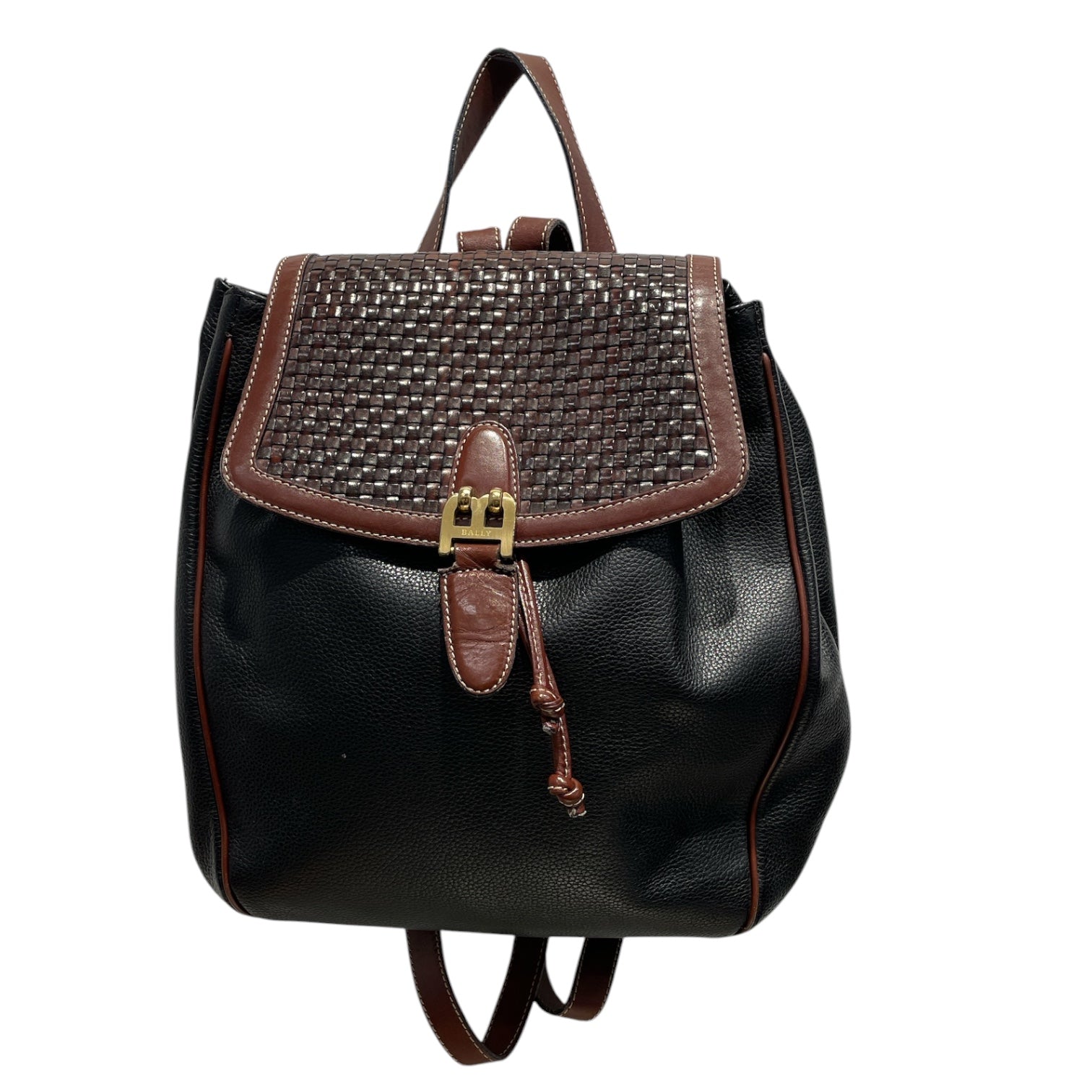 BALLY/Backpack/Leather/BLK/Black & Brown Woven Backpack view 1