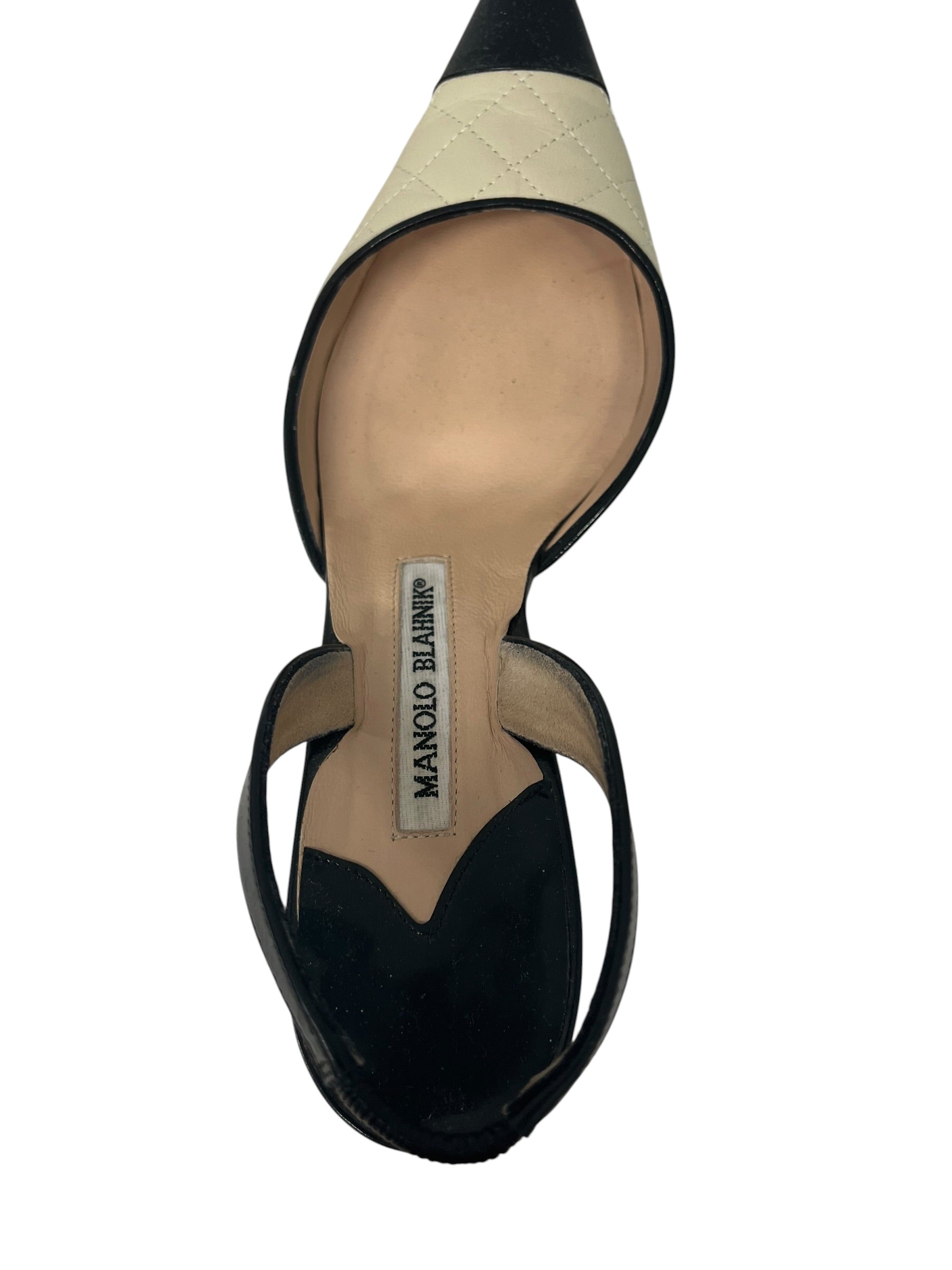 MANOLO BLAHNIK/Heels/EU 36.5/Leather/CRM/Ankle Strap/SLING BACK POINTED HEEL view 3