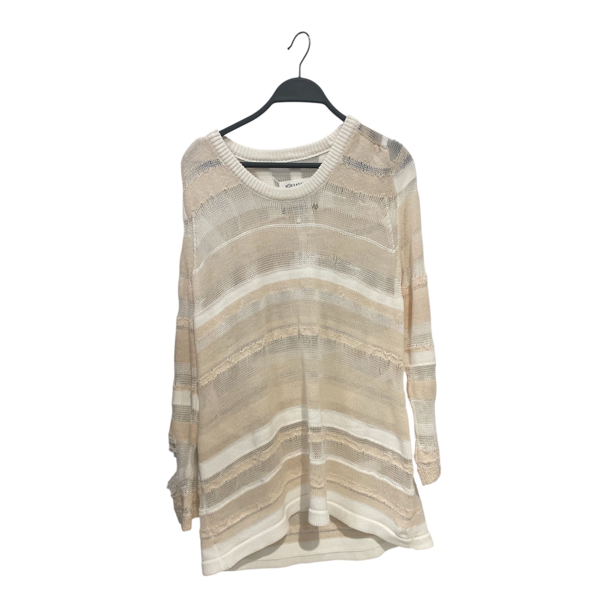Maison Margiela/Sweater/S/Stripe/Cotton/BEG/MARGELA STRIPED KNIT SWEATER view 1