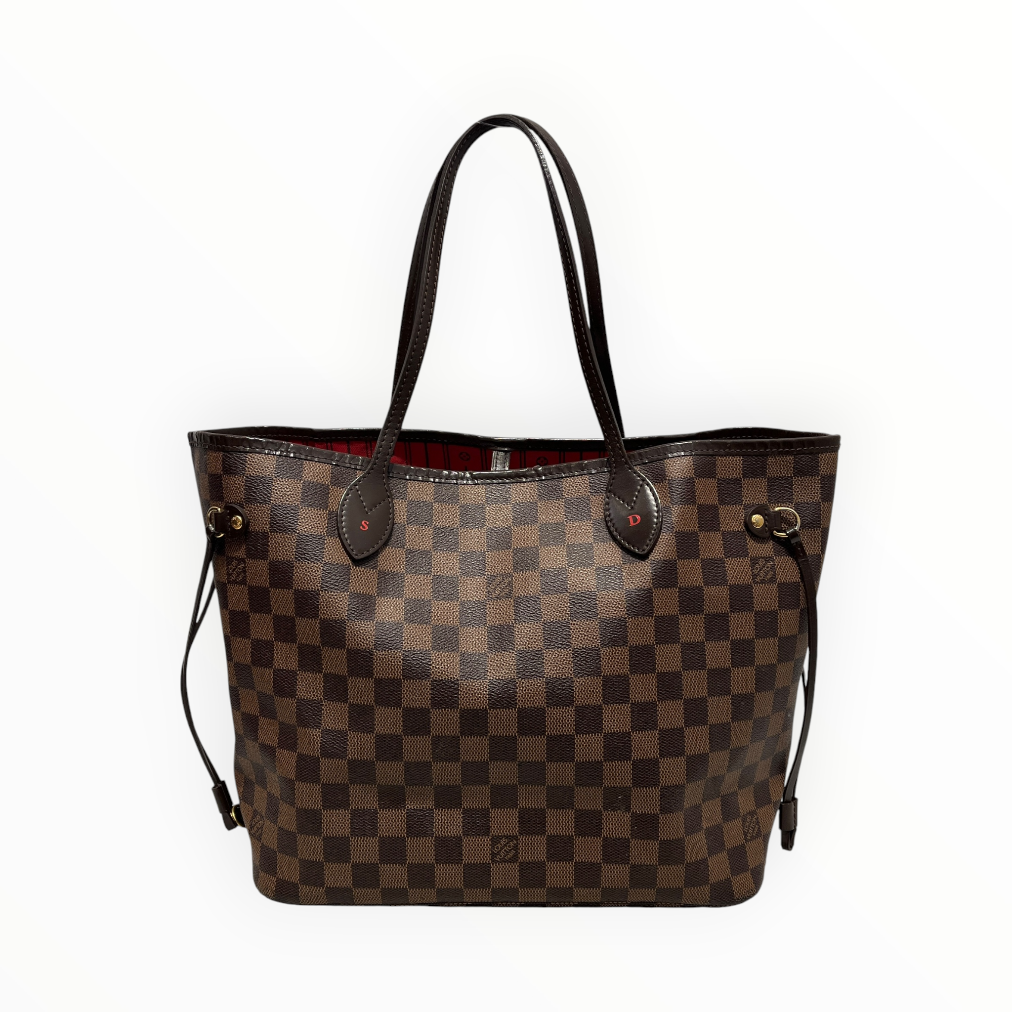 LOUIS VUITTON/Tote Bag/Stripe/Leather/BRW/Damier Ebene Neverfull MM view 1