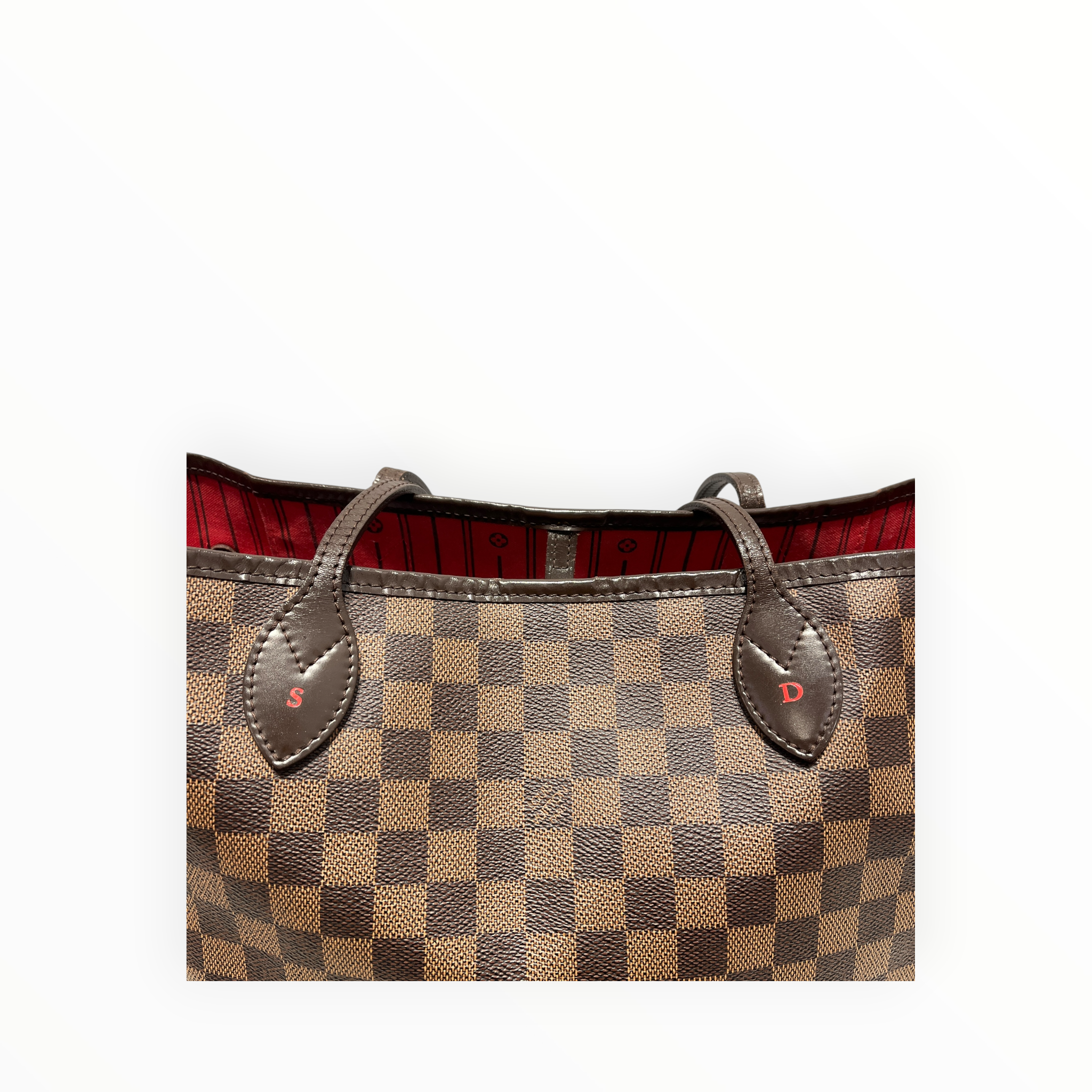 LOUIS VUITTON/Tote Bag/Stripe/Leather/BRW/Damier Ebene Neverfull MM view 4