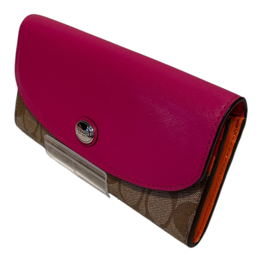 COACH/Long Wallet/Monogram/Leather/PNK/coated canvas continental view 1