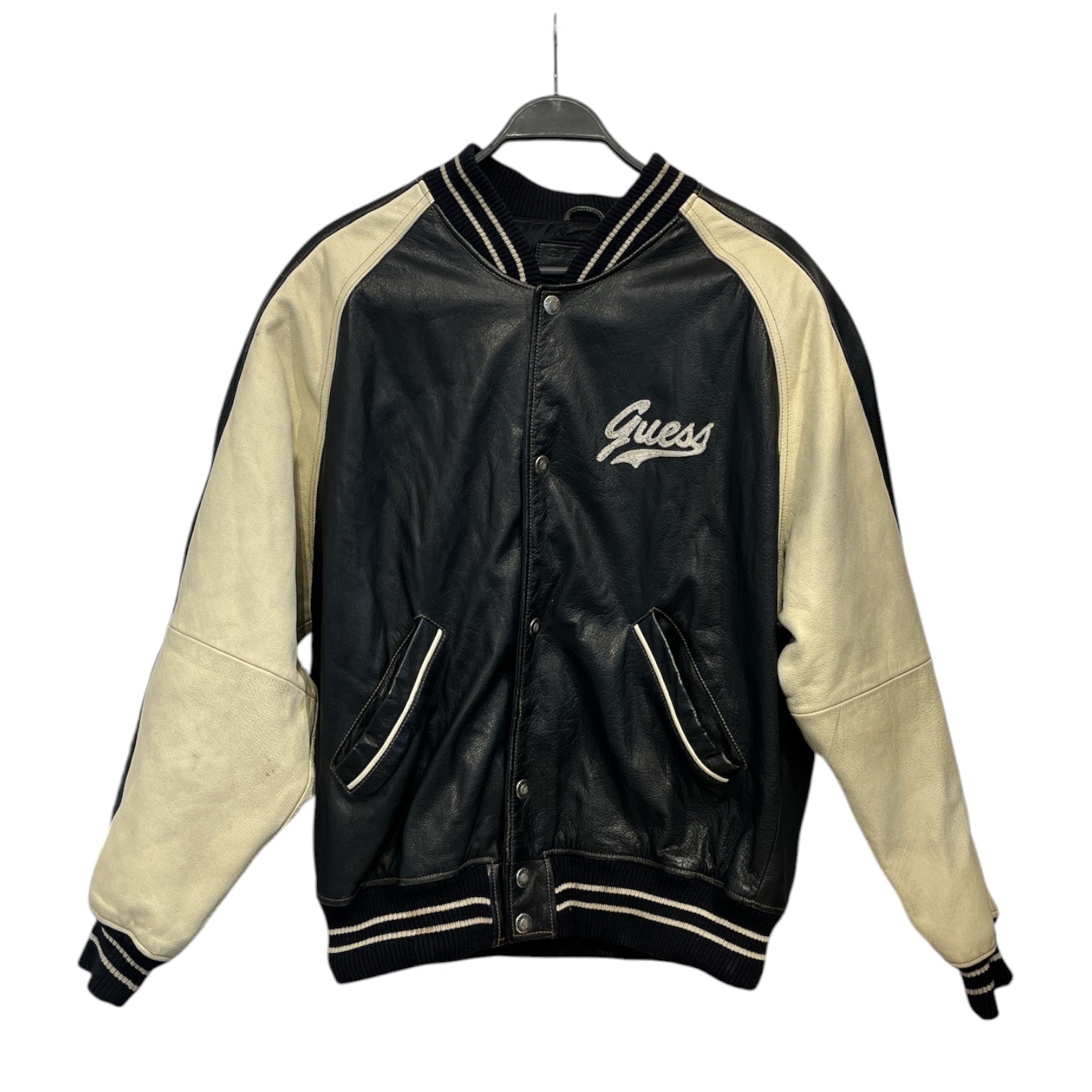 GUESS/Leather Jkt/M/Leather/BLK/GENUINE LEATHER GUESS BACK HIT view 1