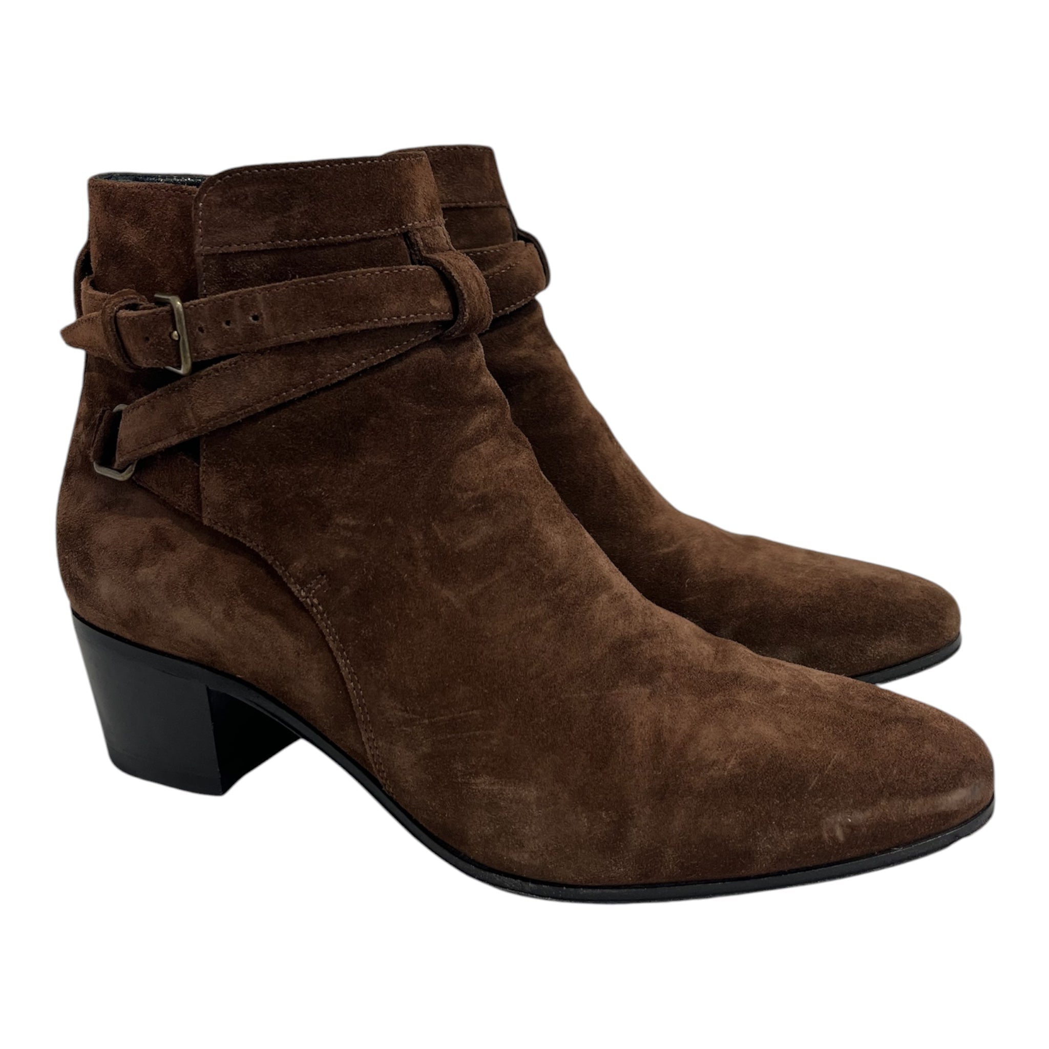 SAINT LAURENT/Ankle Boots/EU 36.5/Suede/BRW/BROWN BUCKLE view 1